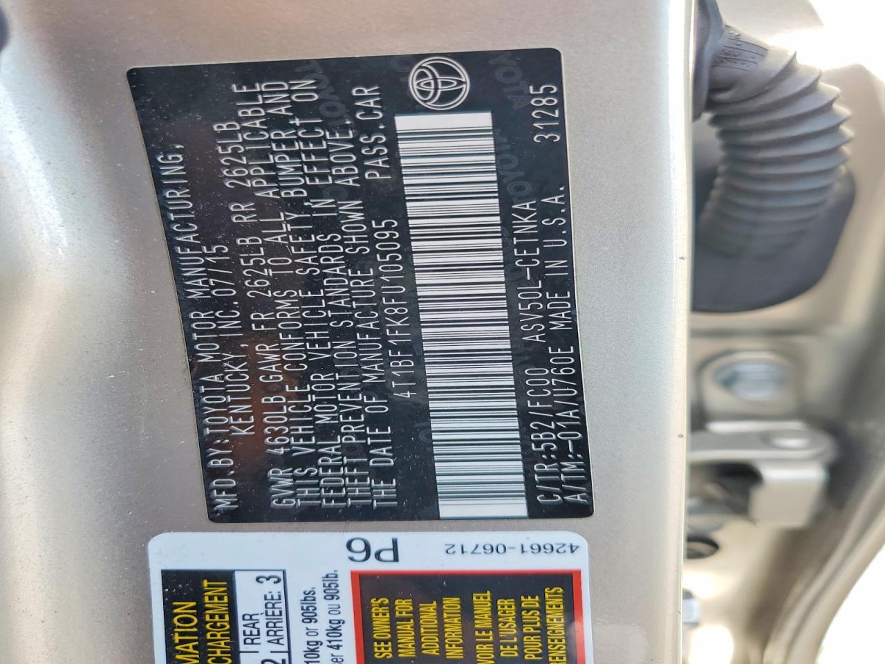 2015 Toyota Camry Le Желто-коричневый vin: 4T1BF1FK8FU105095