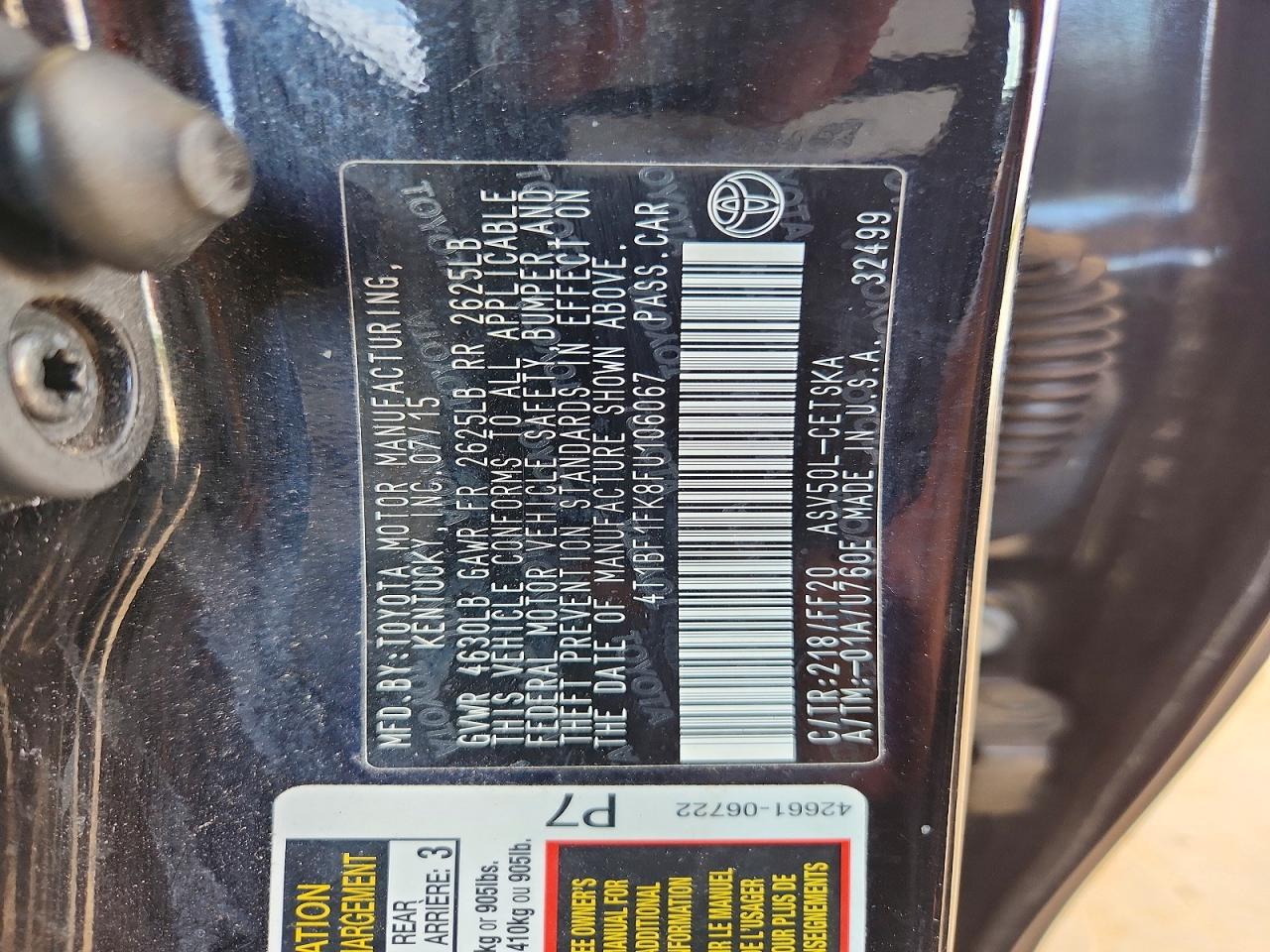 2015 Toyota Camry Se Black vin: 4T1BF1FK8FU106067