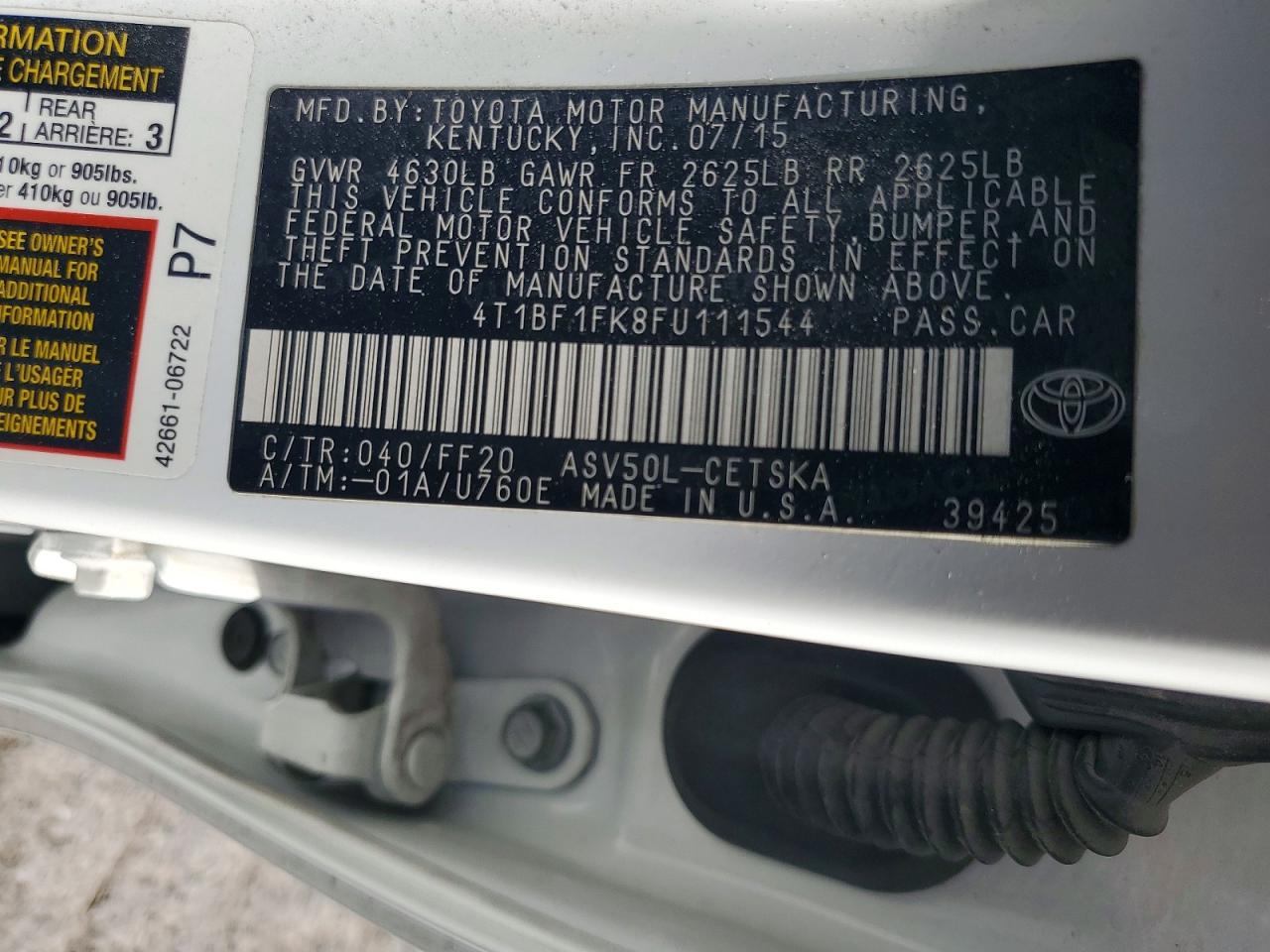 2015 Toyota Camry Se White vin: 4T1BF1FK8FU111544
