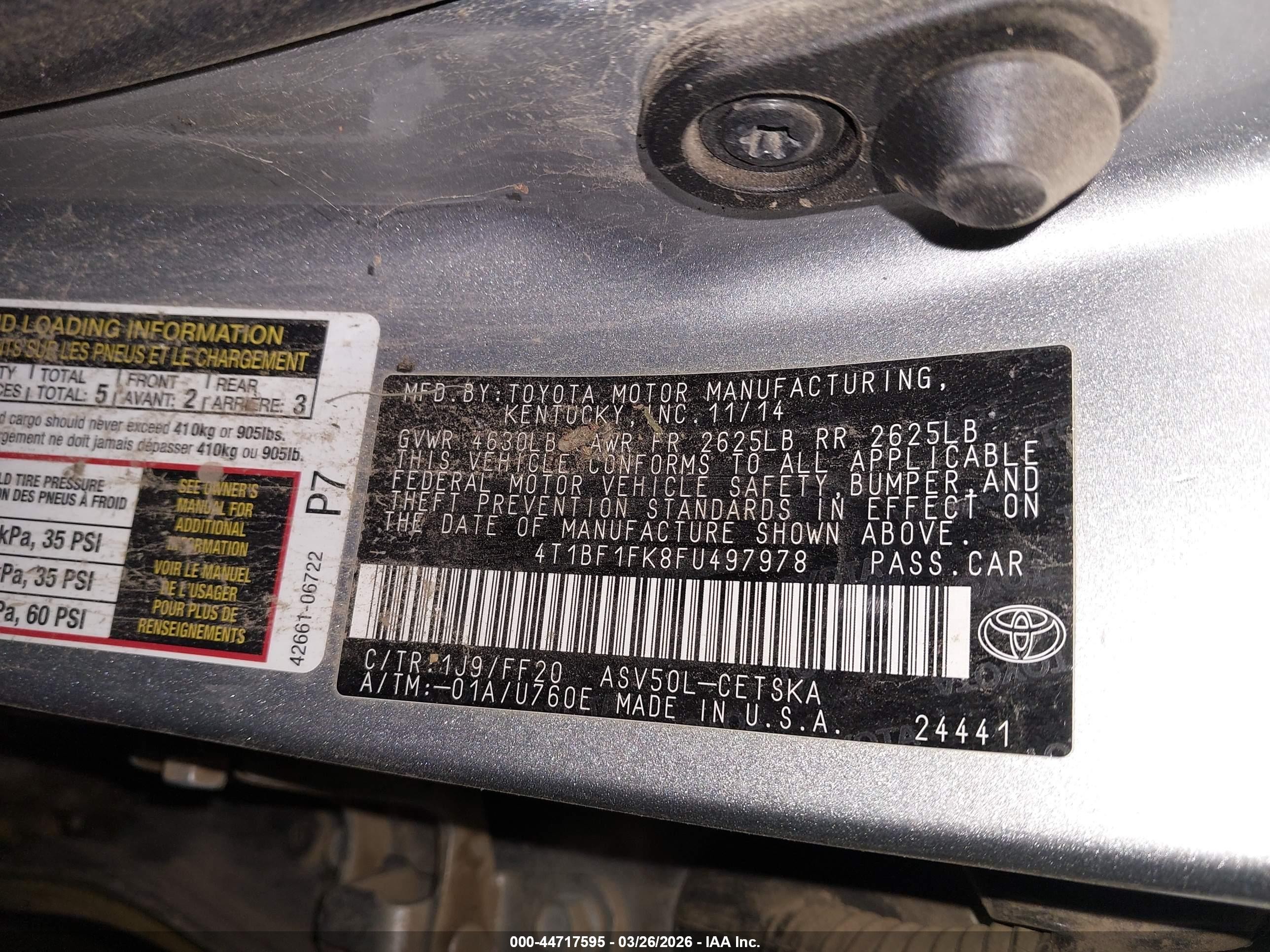 2015 Toyota Camry Se Yellow vin: 4T1BF1FK8FU497978