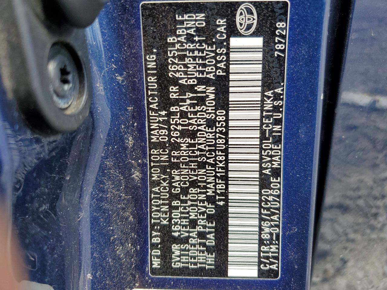 2015 Toyota Camry Le Blue vin: 4T1BF1FK8FU873580