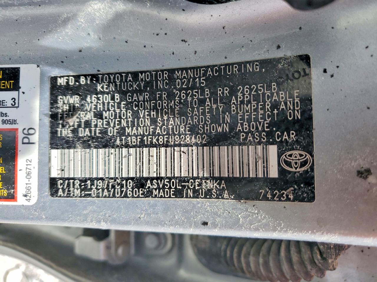 2015 Toyota Camry Le Серебряный vin: 4T1BF1FK8FU928402