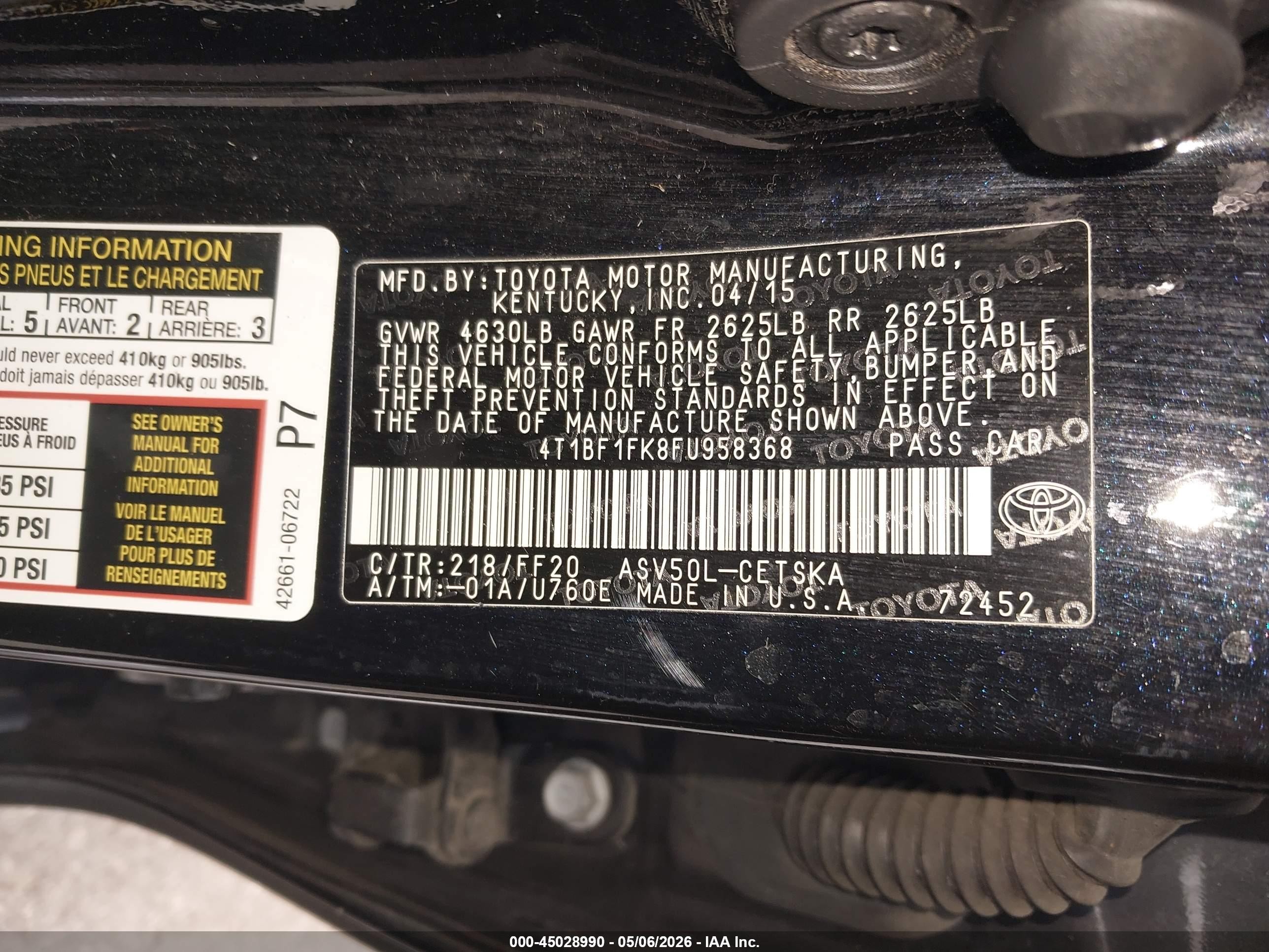 2015 Toyota Camry Se Черный vin: 4T1BF1FK8FU958368