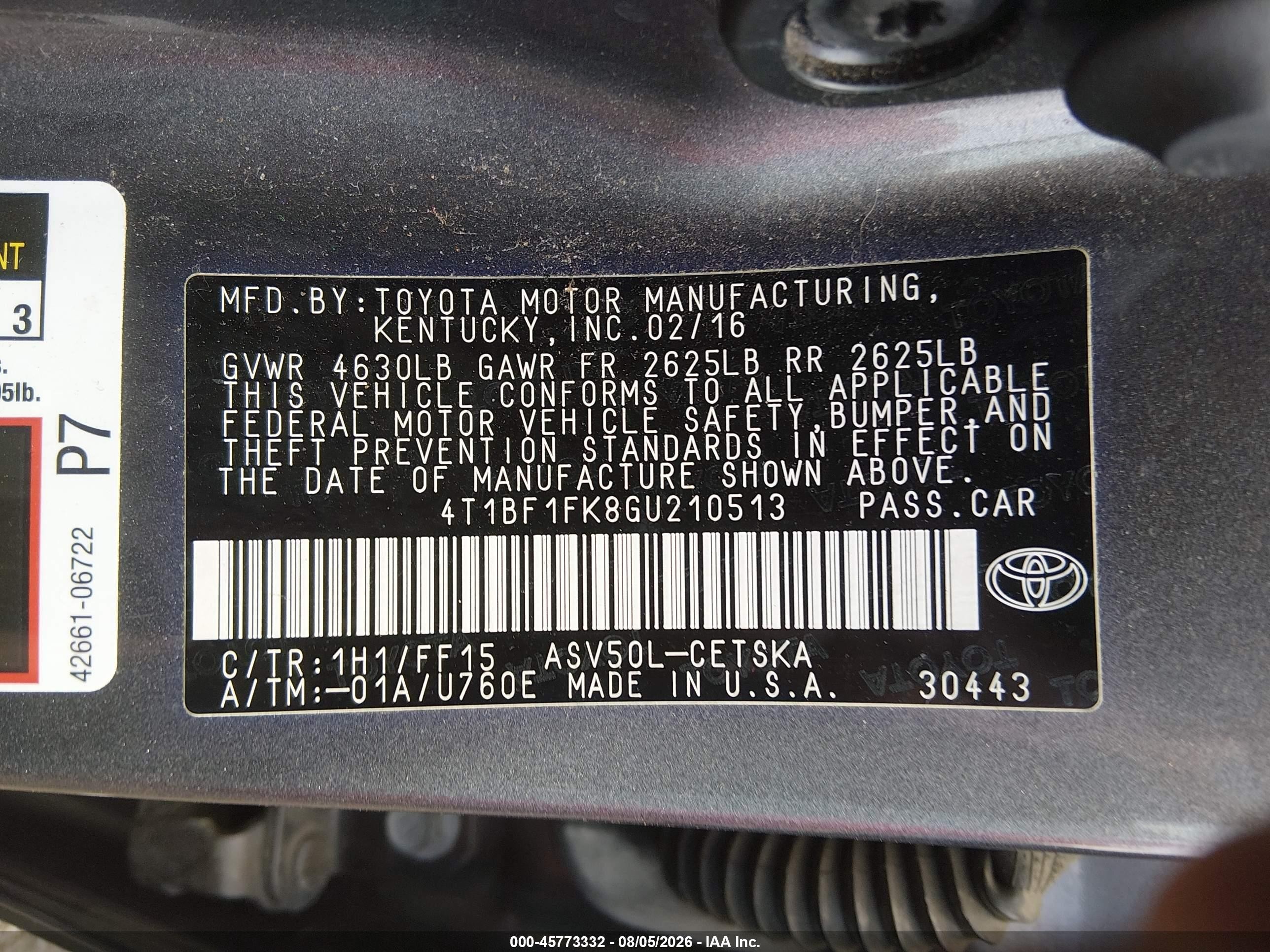 2016 Toyota Camry Se Серый vin: 4T1BF1FK8GU210513
