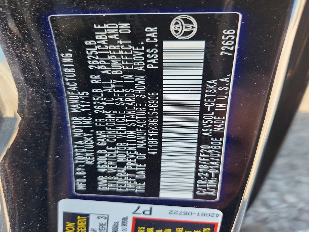 2016 Toyota Camry Se Black vin: 4T1BF1FK8GU546906