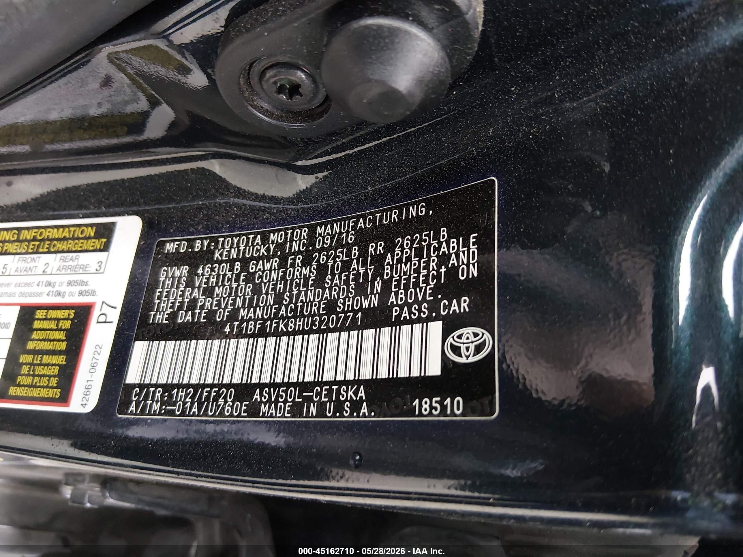 2017 Toyota Camry Se Серый vin: 4T1BF1FK8HU320771