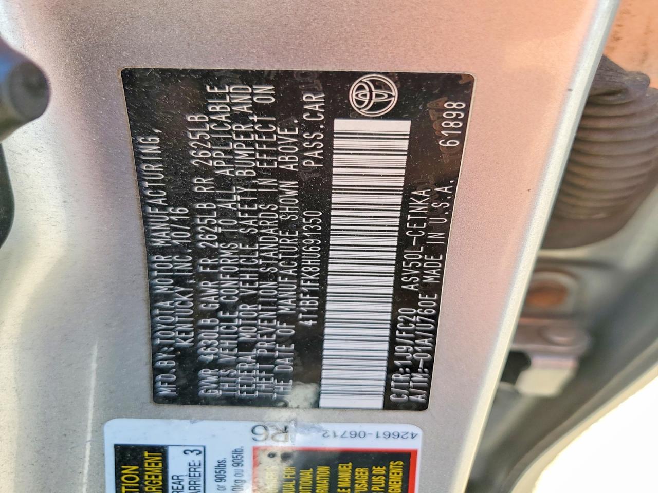 2017 Toyota Camry Le Silver vin: 4T1BF1FK8HU691350