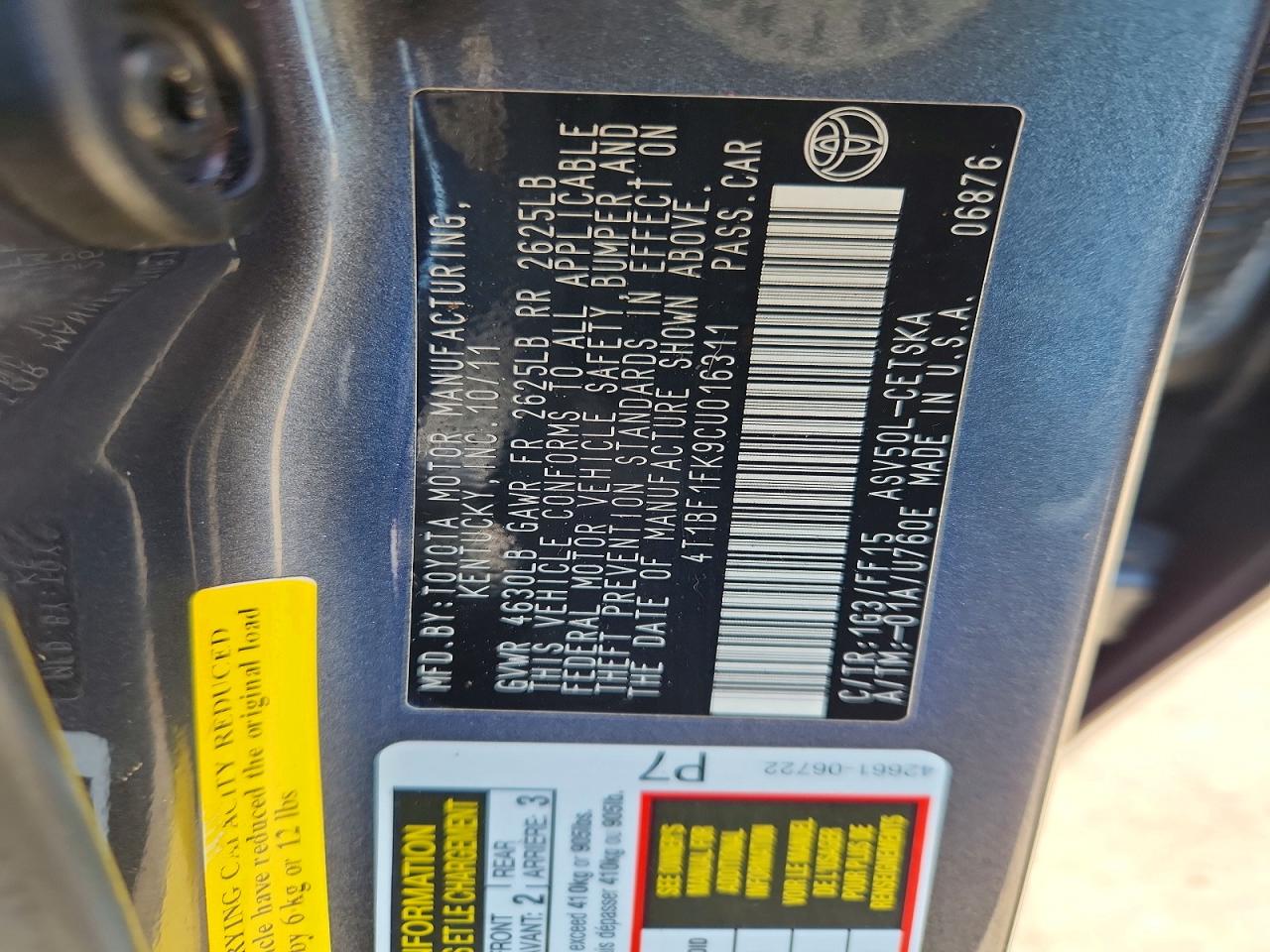2012 Toyota Camry Se Gray vin: 4T1BF1FK9CU016311