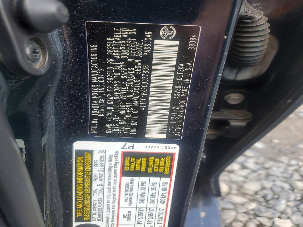 2012 Toyota Camry Se Black vin: 4T1BF1FK9CU077836