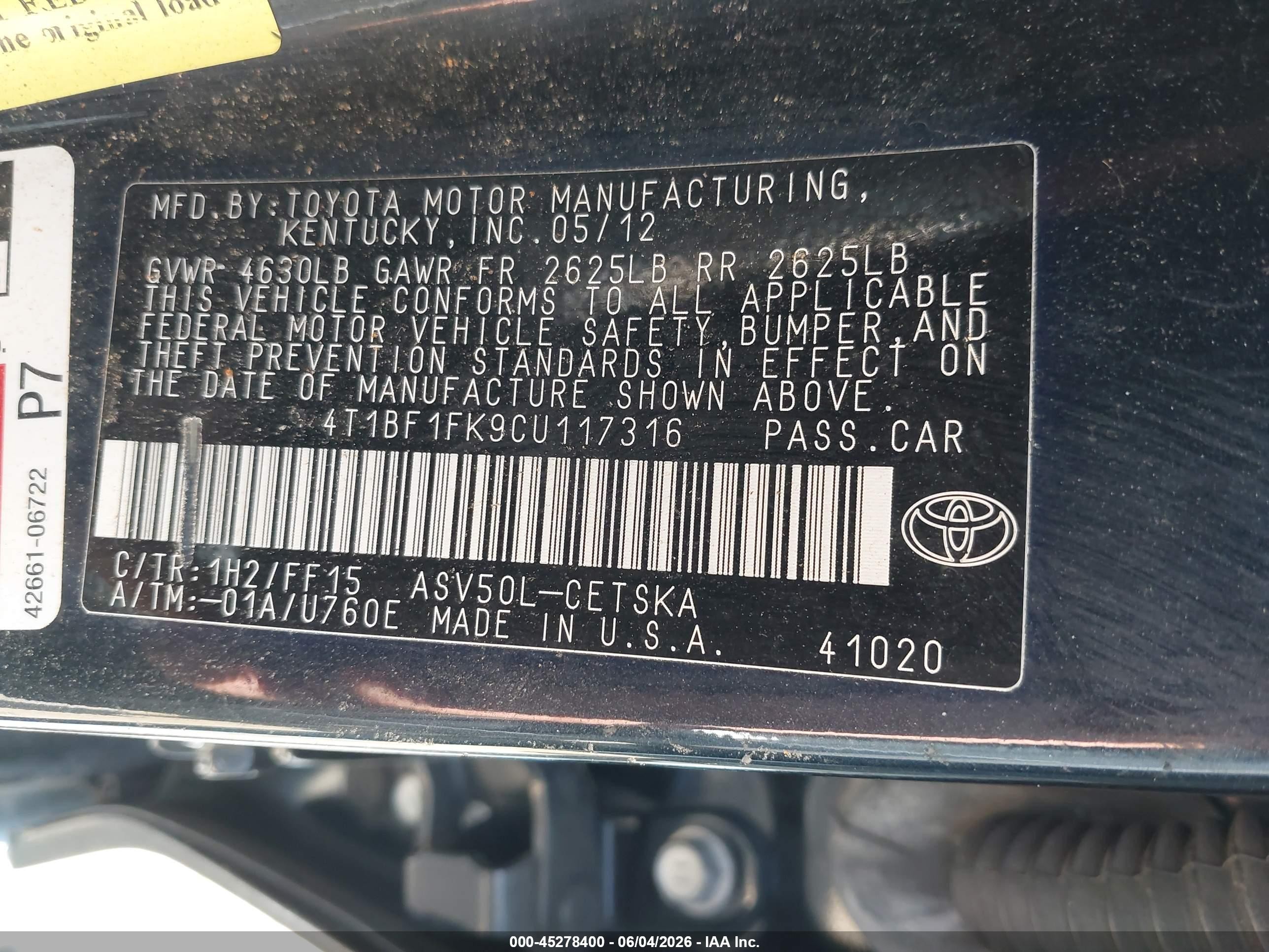 2012 Toyota Camry Se Black vin: 4T1BF1FK9CU117316
