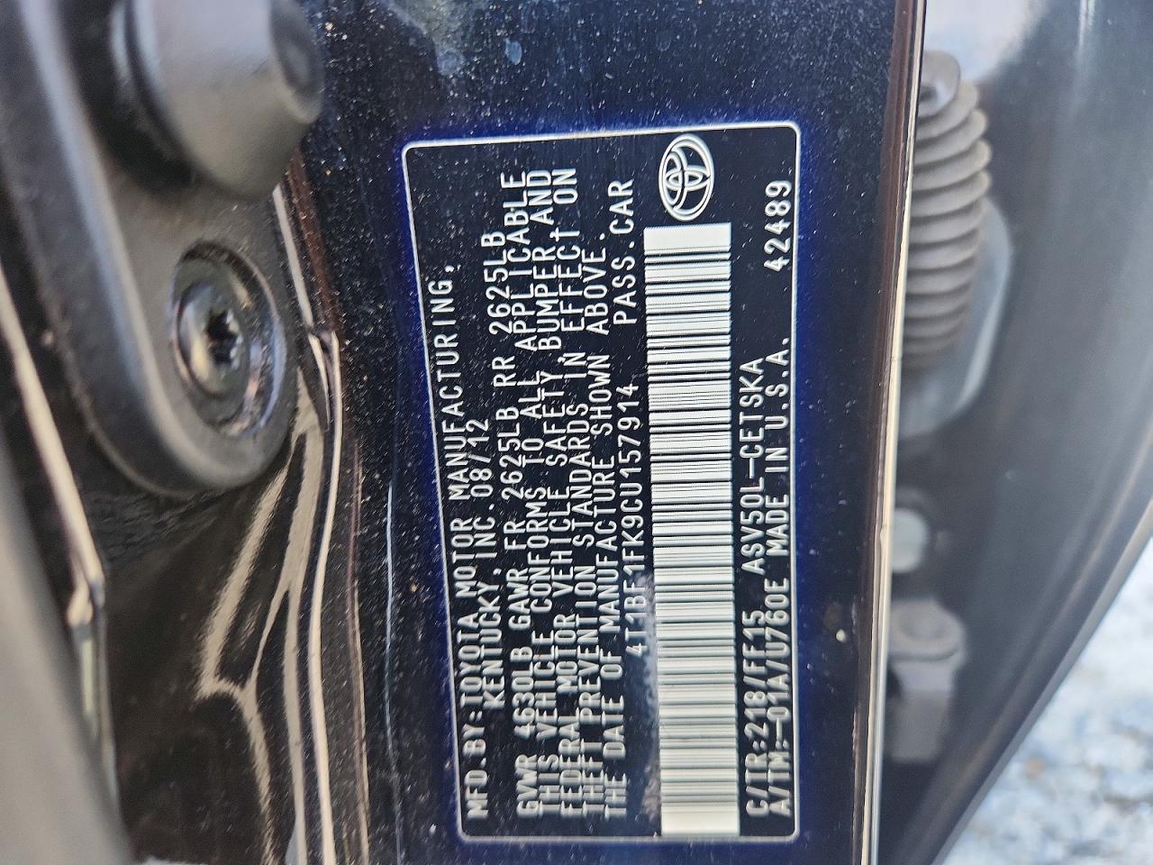 2012 Toyota Camry Se Черный vin: 4T1BF1FK9CU157914
