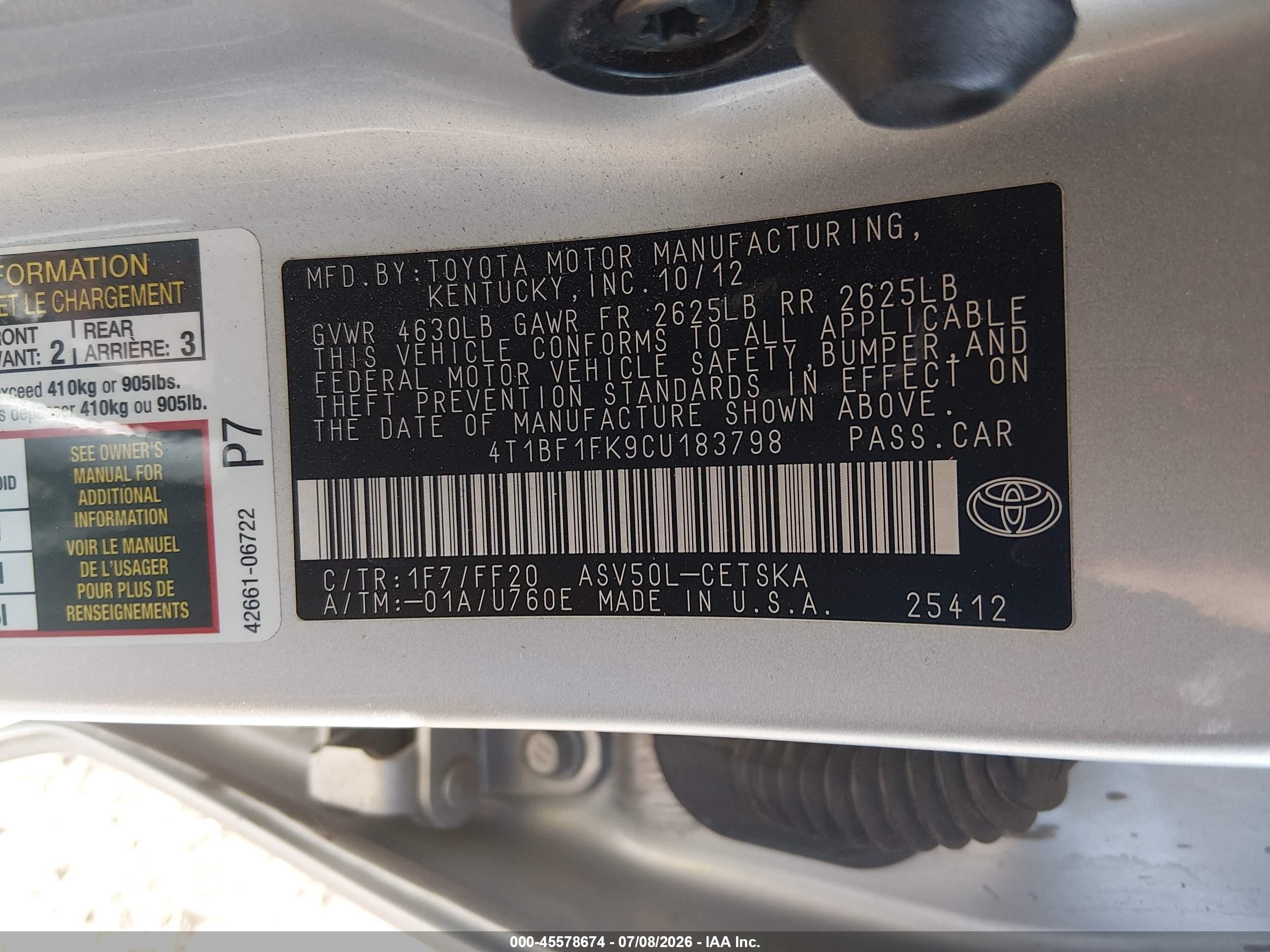 2012 Toyota Camry Se Silver vin: 4T1BF1FK9CU183798