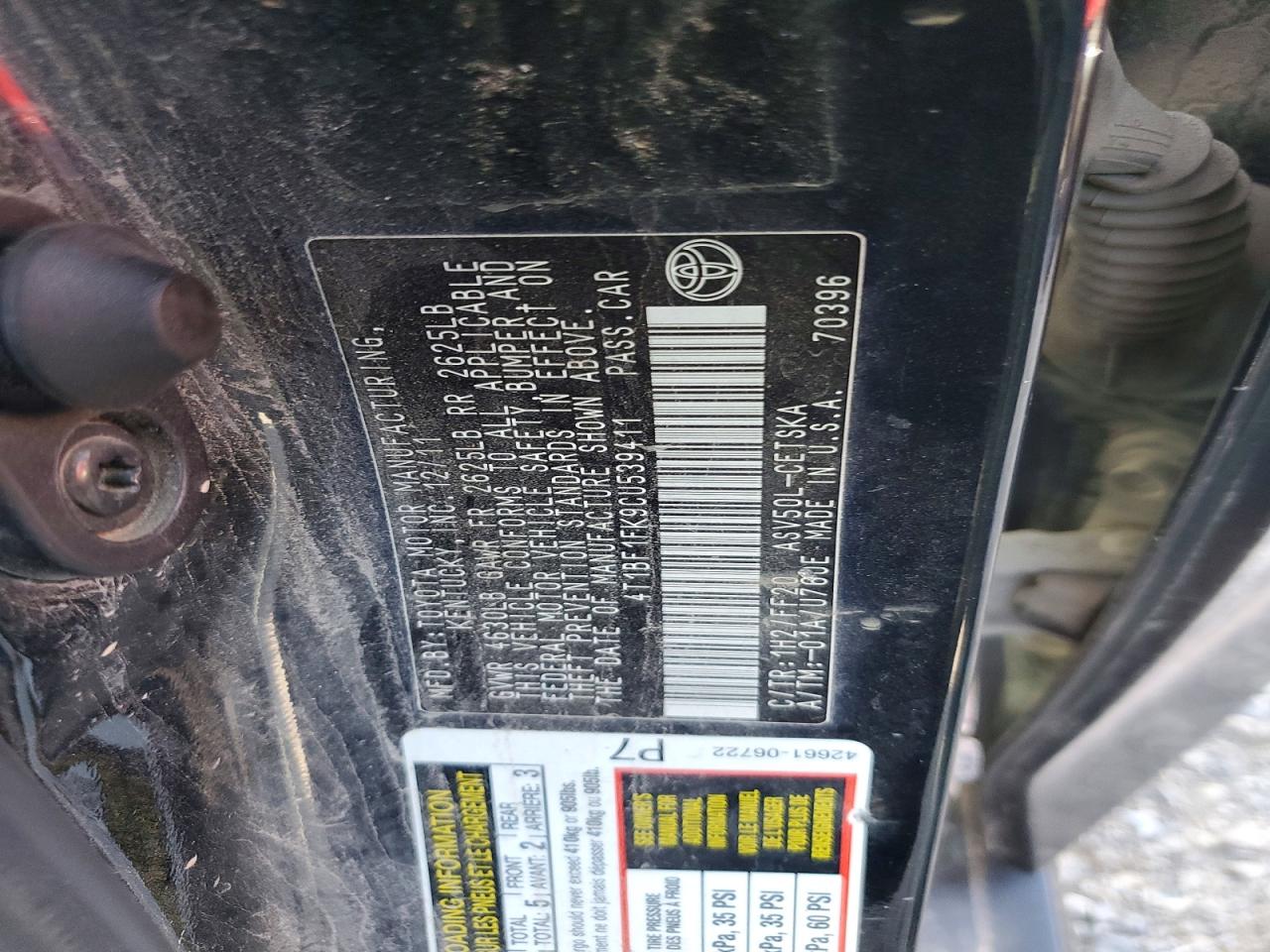 2012 Toyota Camry Se Черный vin: 4T1BF1FK9CU539411