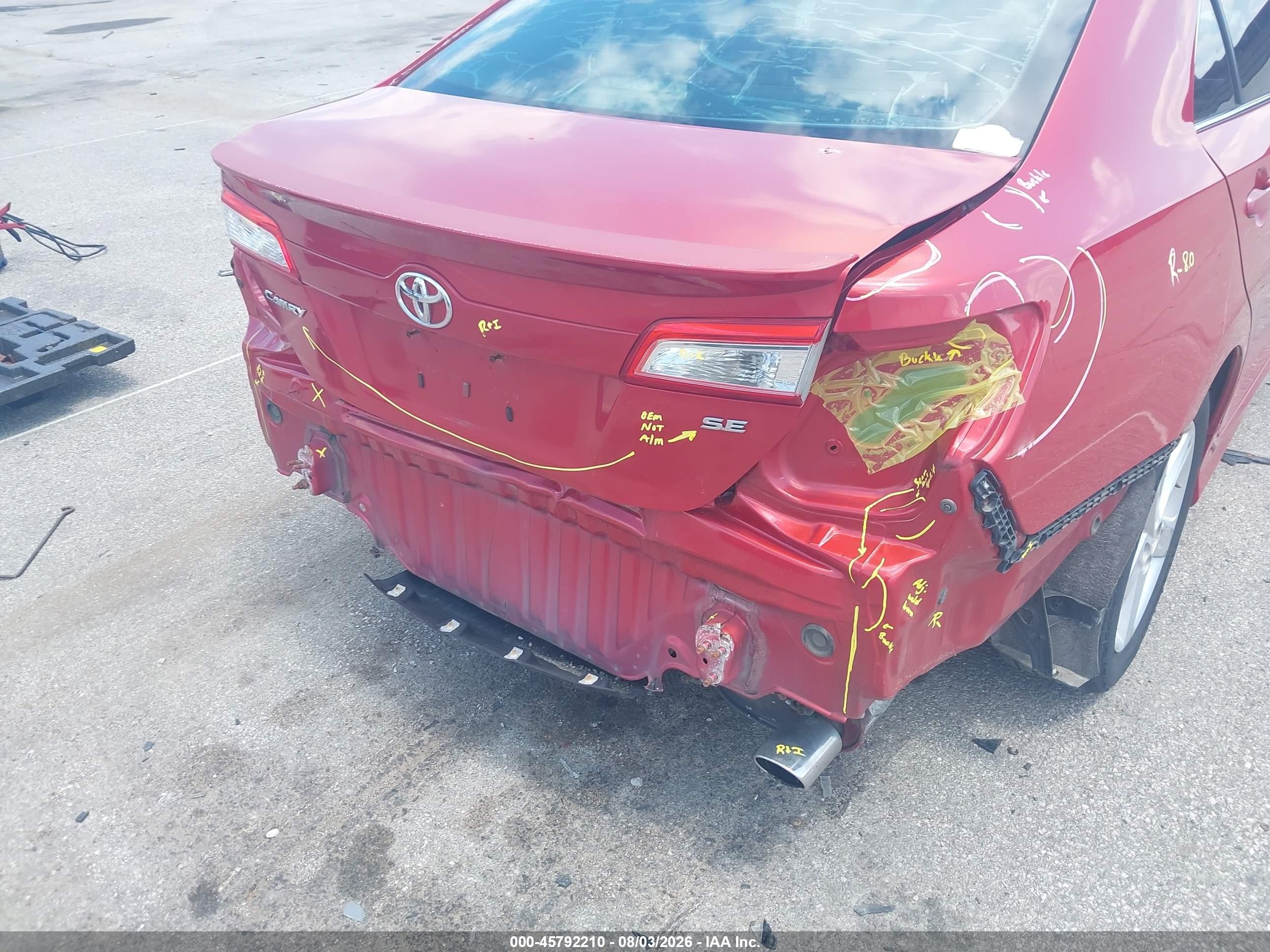 2012 Toyota Camry Se Red vin: 4T1BF1FK9CU545242