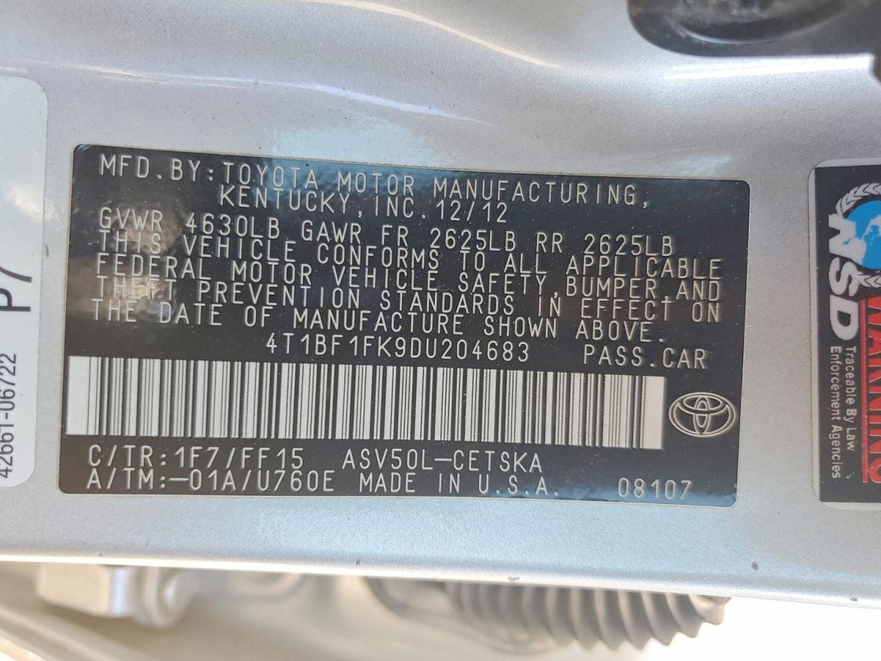 2013 Toyota Camry Se Silver vin: 4T1BF1FK9DU204683
