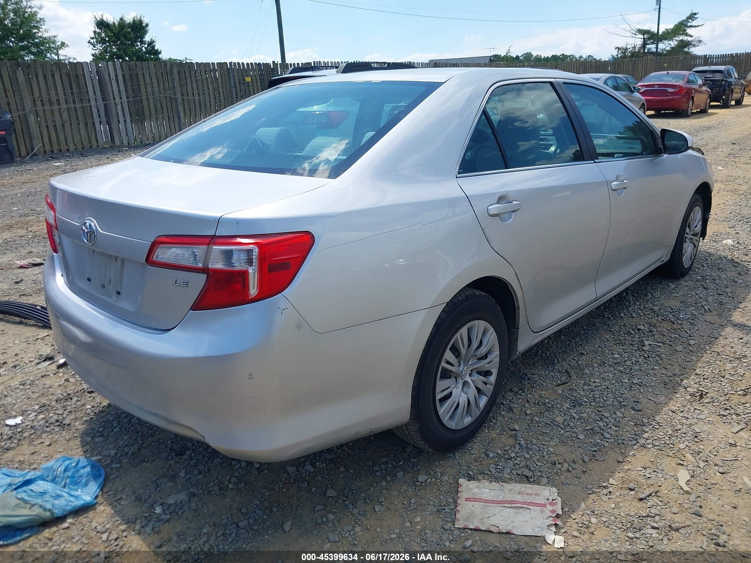 2013 Toyota Camry Le Silver vin: 4T1BF1FK9DU205378