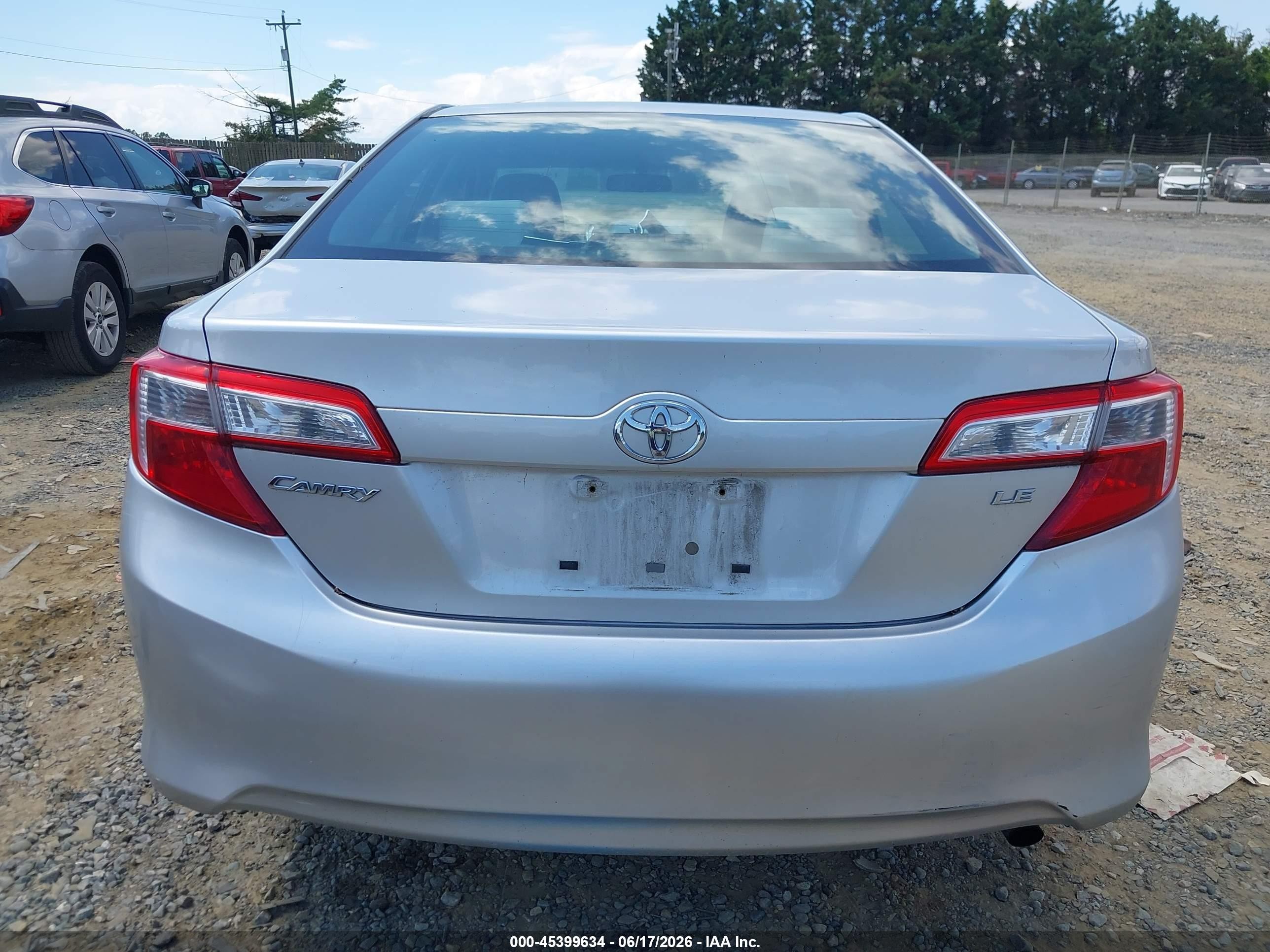 2013 Toyota Camry Le Silver vin: 4T1BF1FK9DU205378