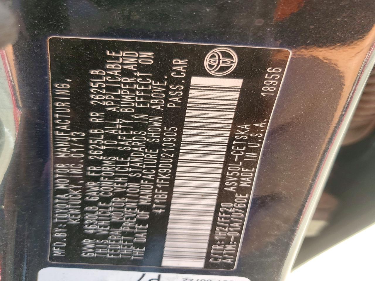 2013 Toyota Camry Se Black vin: 4T1BF1FK9DU210905