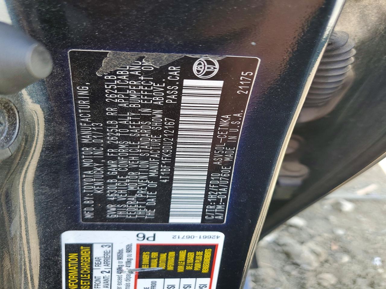 2013 Toyota Camry Le Blue vin: 4T1BF1FK9DU212167