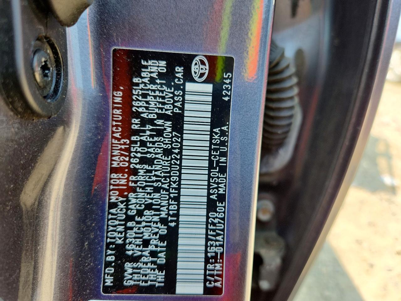 2013 Toyota Camry Se Charcoal vin: 4T1BF1FK9DU224027