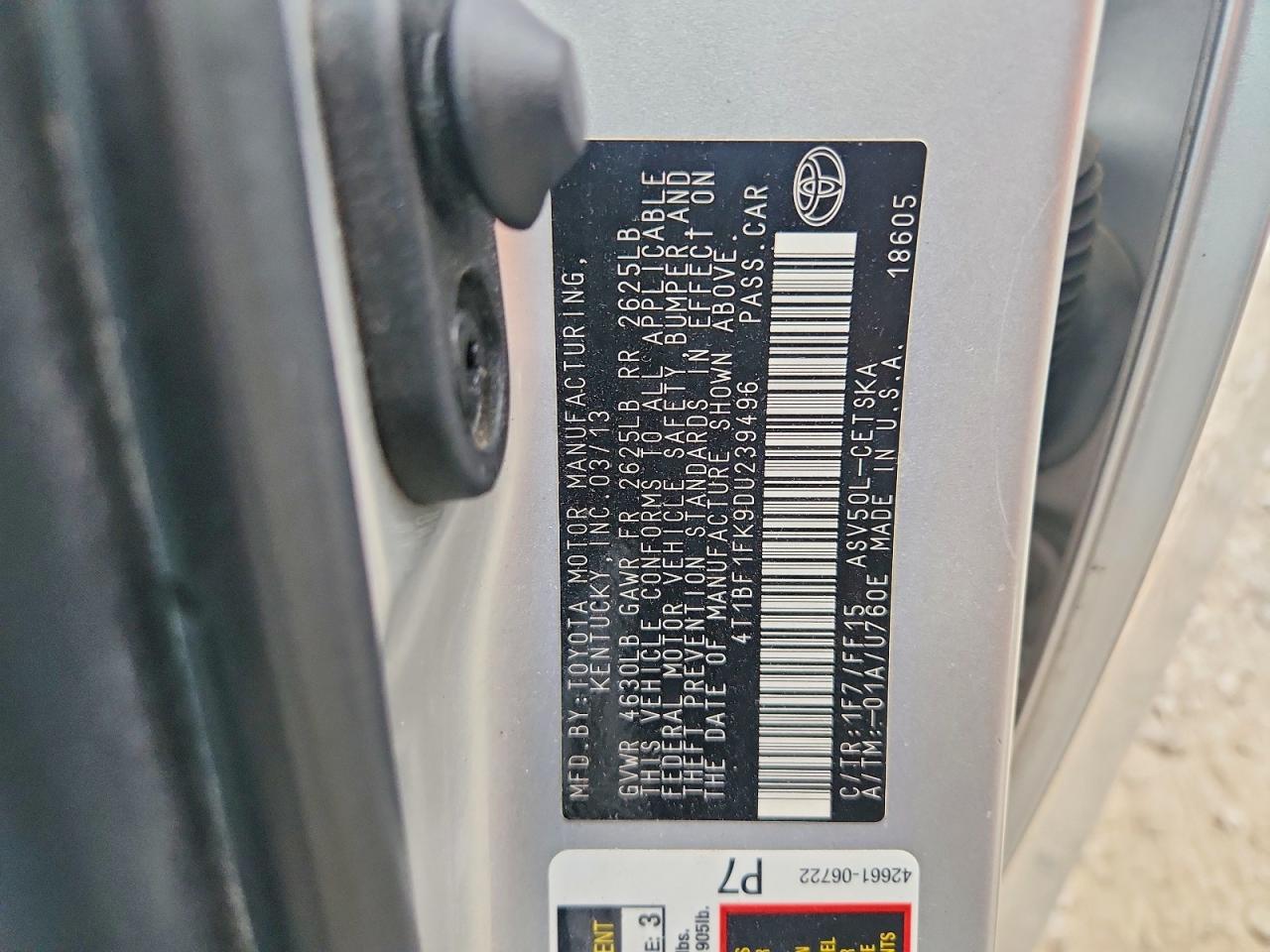 2013 Toyota Camry Se Silver vin: 4T1BF1FK9DU239496