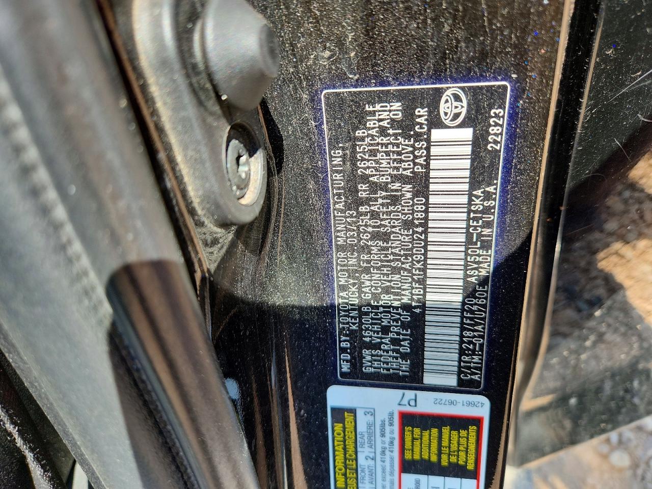 2013 Toyota Camry Se Черный vin: 4T1BF1FK9DU241880