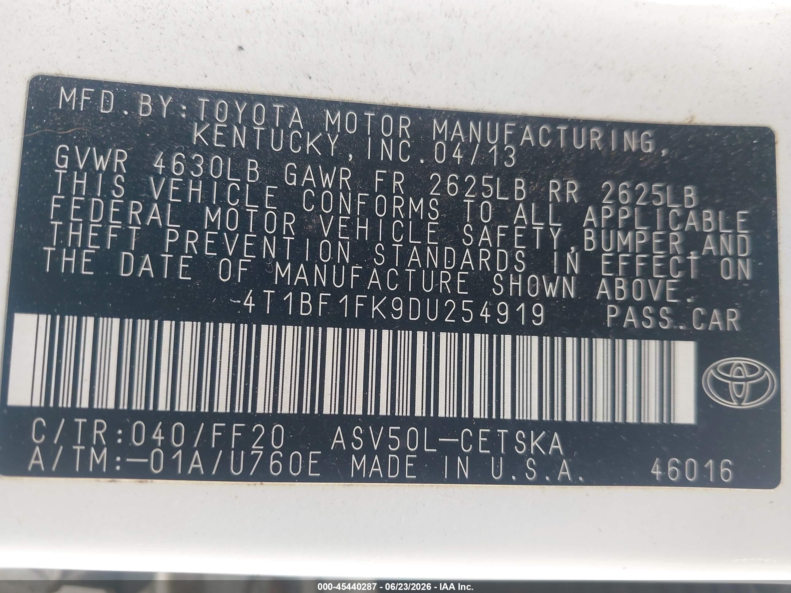 2013 Toyota Camry Se White vin: 4T1BF1FK9DU254919