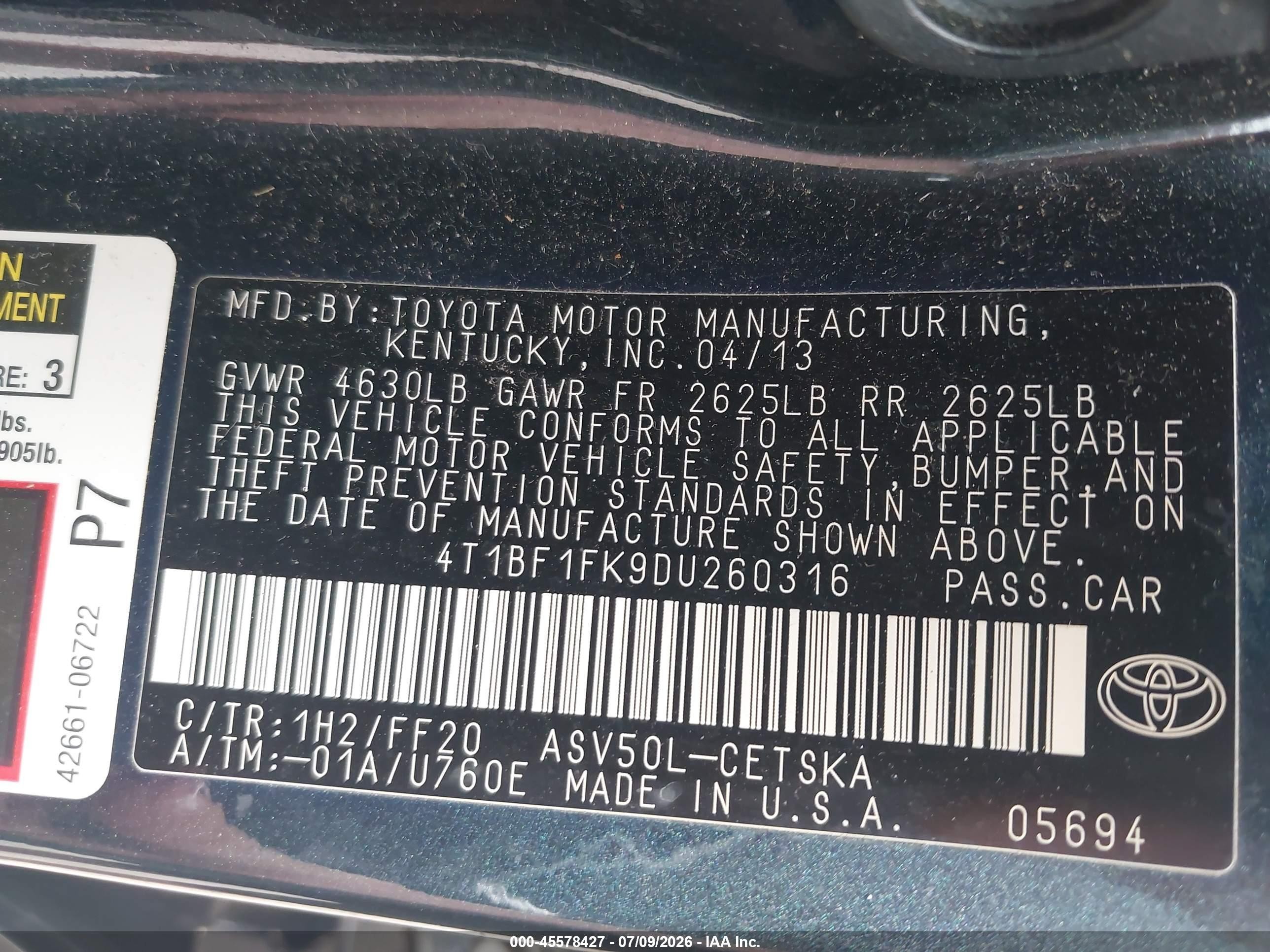 2013 Toyota Camry Se Gray vin: 4T1BF1FK9DU260316