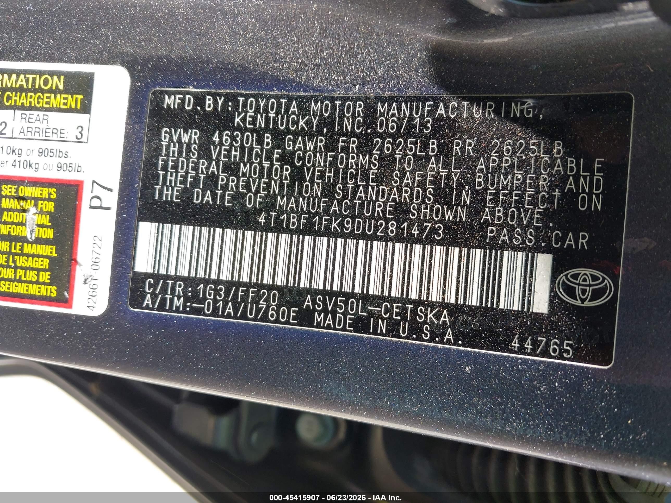 2013 Toyota Camry Se Gray vin: 4T1BF1FK9DU281473