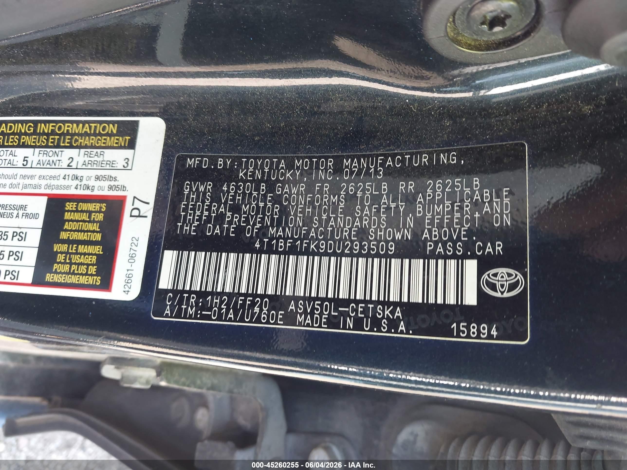 2013 Toyota Camry Se Black vin: 4T1BF1FK9DU293509