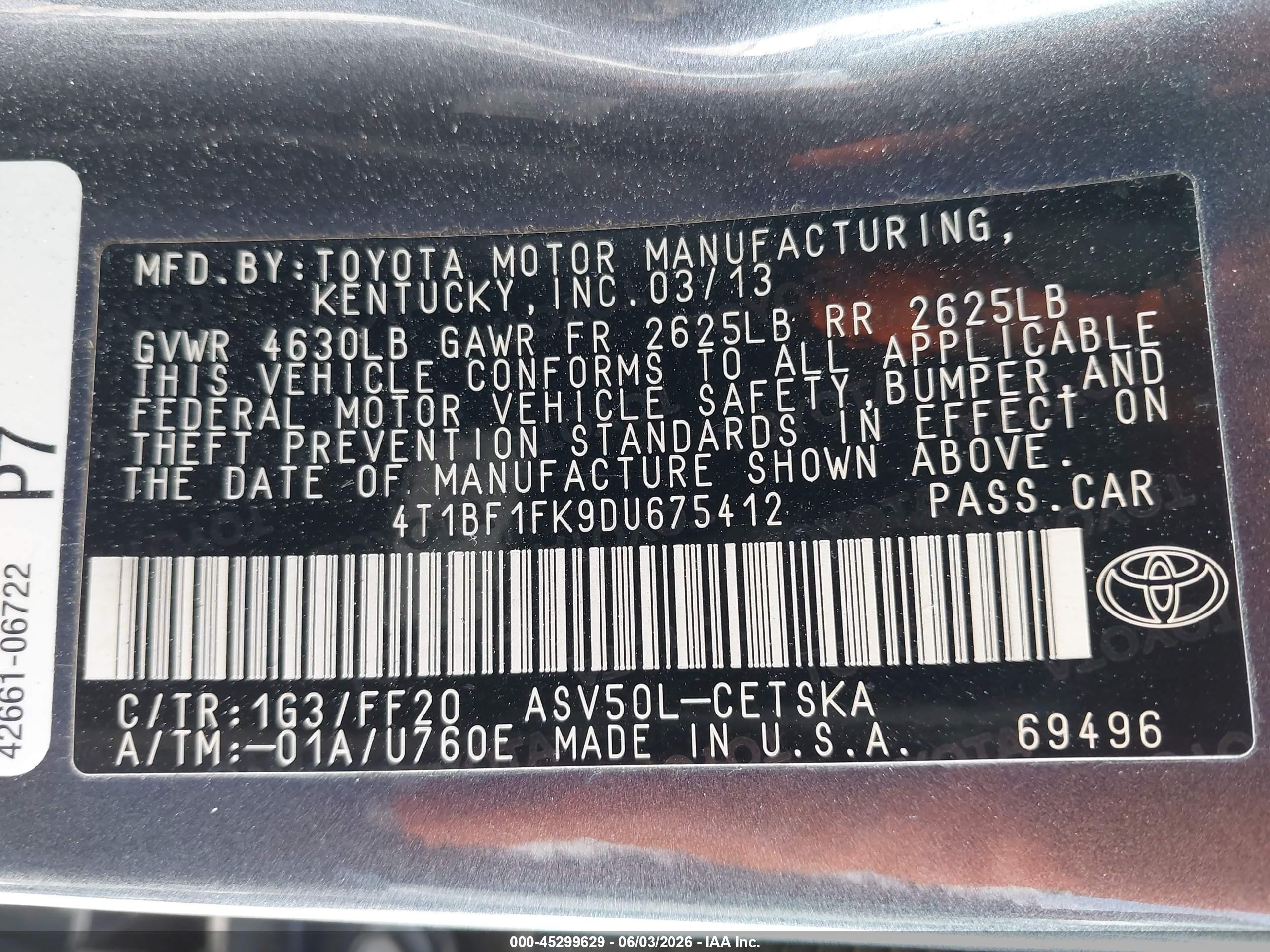 2013 Toyota Camry Se Серый vin: 4T1BF1FK9DU675412