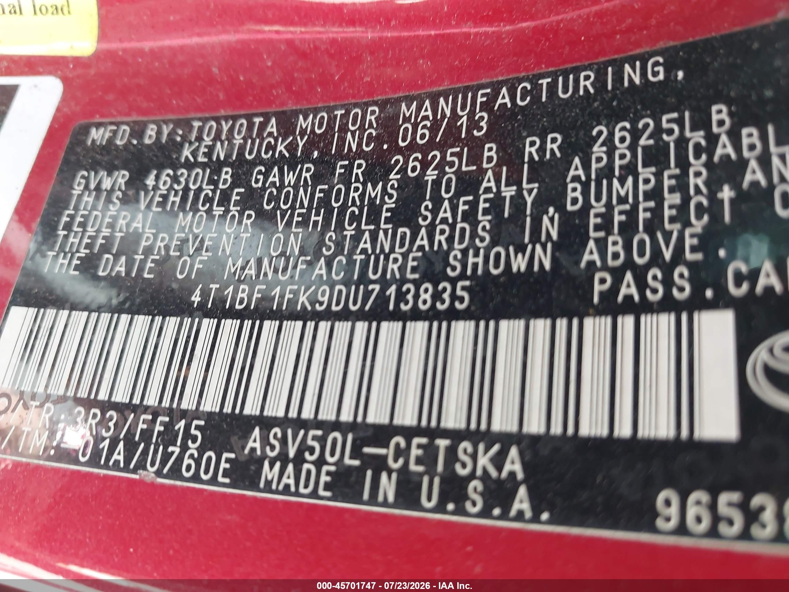 2013 Toyota Camry Se Red vin: 4T1BF1FK9DU713835