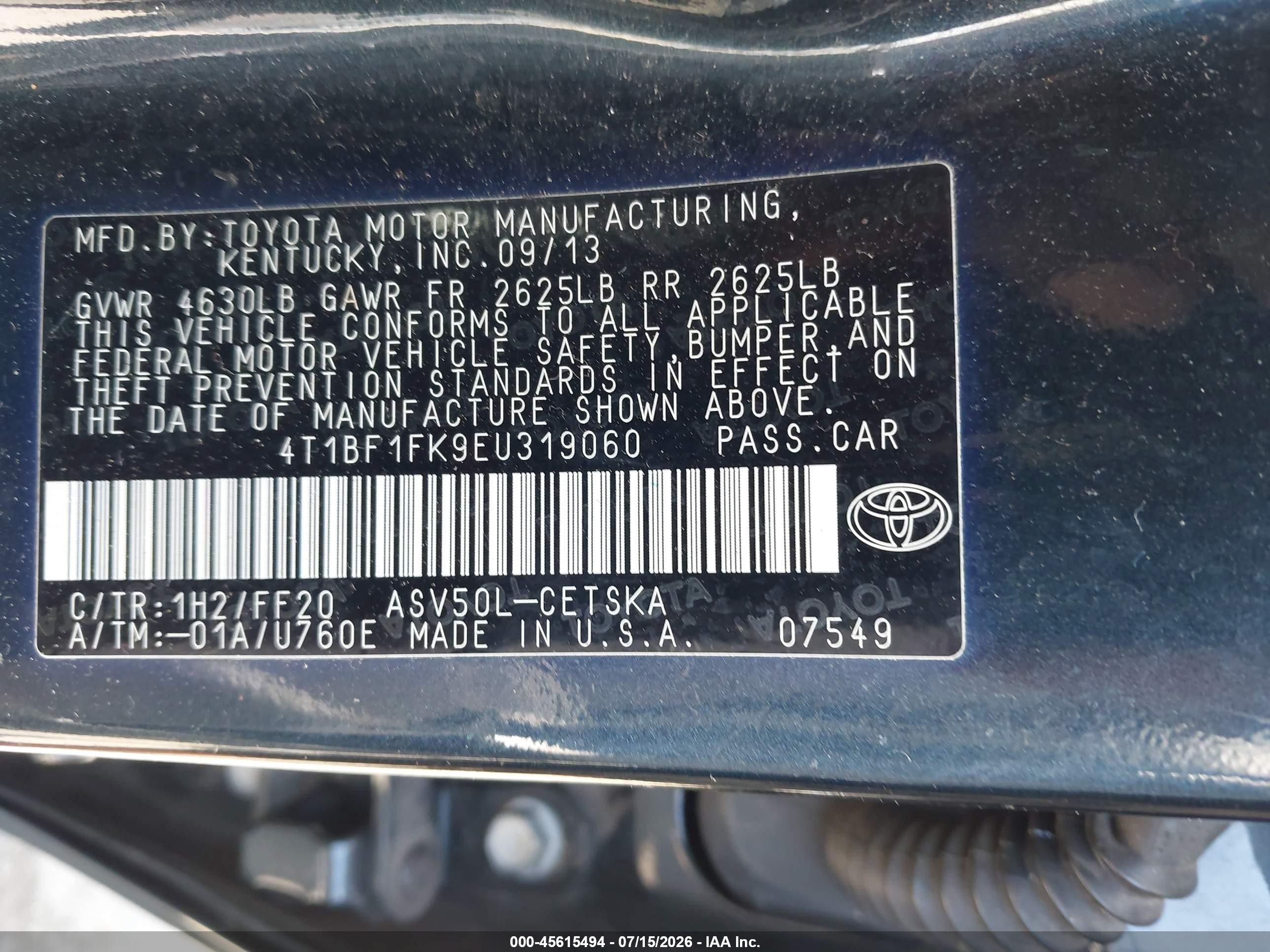 2014 Toyota Camry Se Серый vin: 4T1BF1FK9EU319060