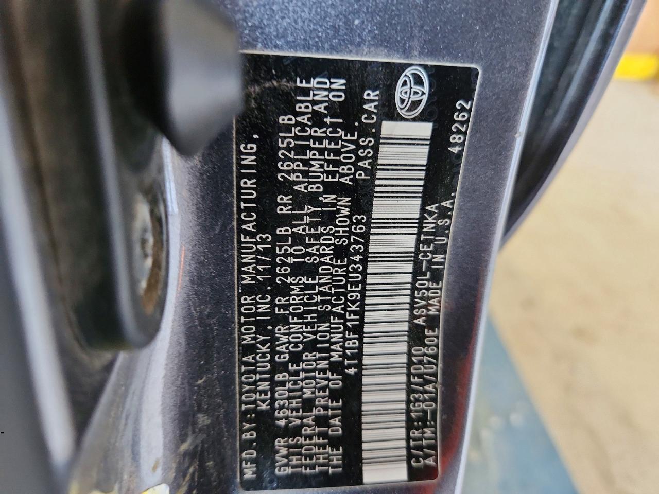 2014 Toyota Camry Le Gray vin: 4T1BF1FK9EU343763