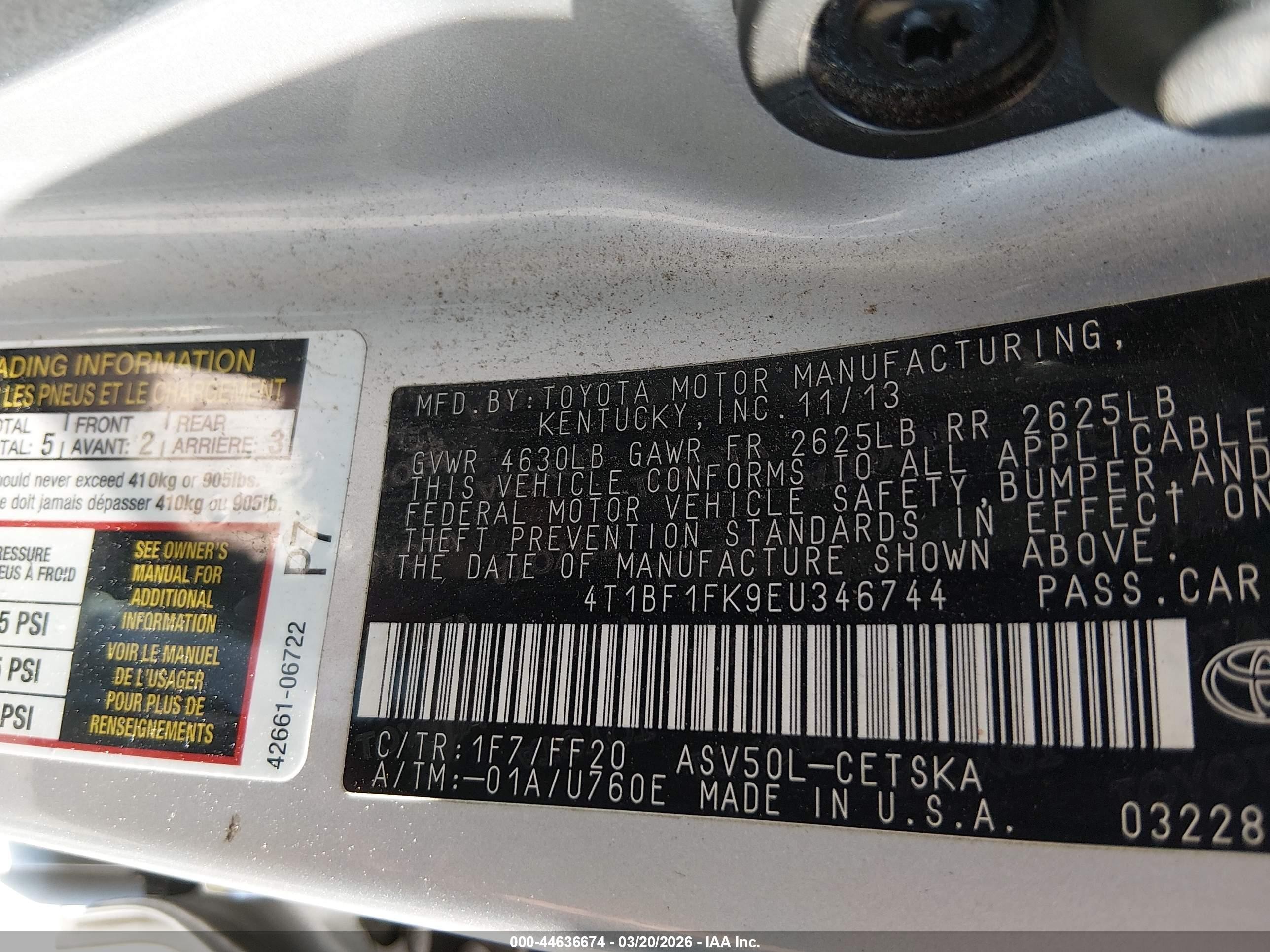 2014 Toyota Camry Se Silver vin: 4T1BF1FK9EU346744