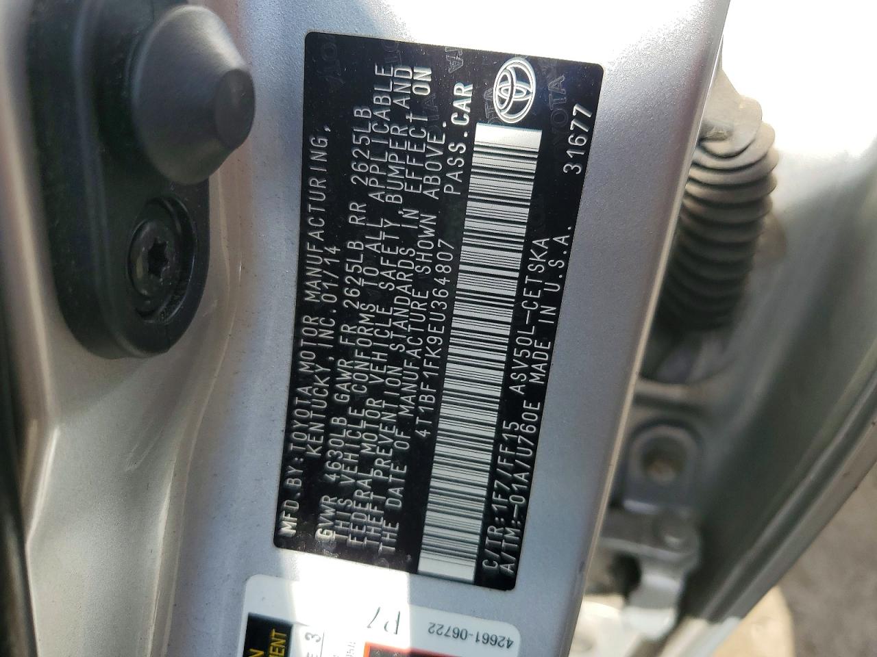 2014 Toyota Camry Se Silver vin: 4T1BF1FK9EU364807