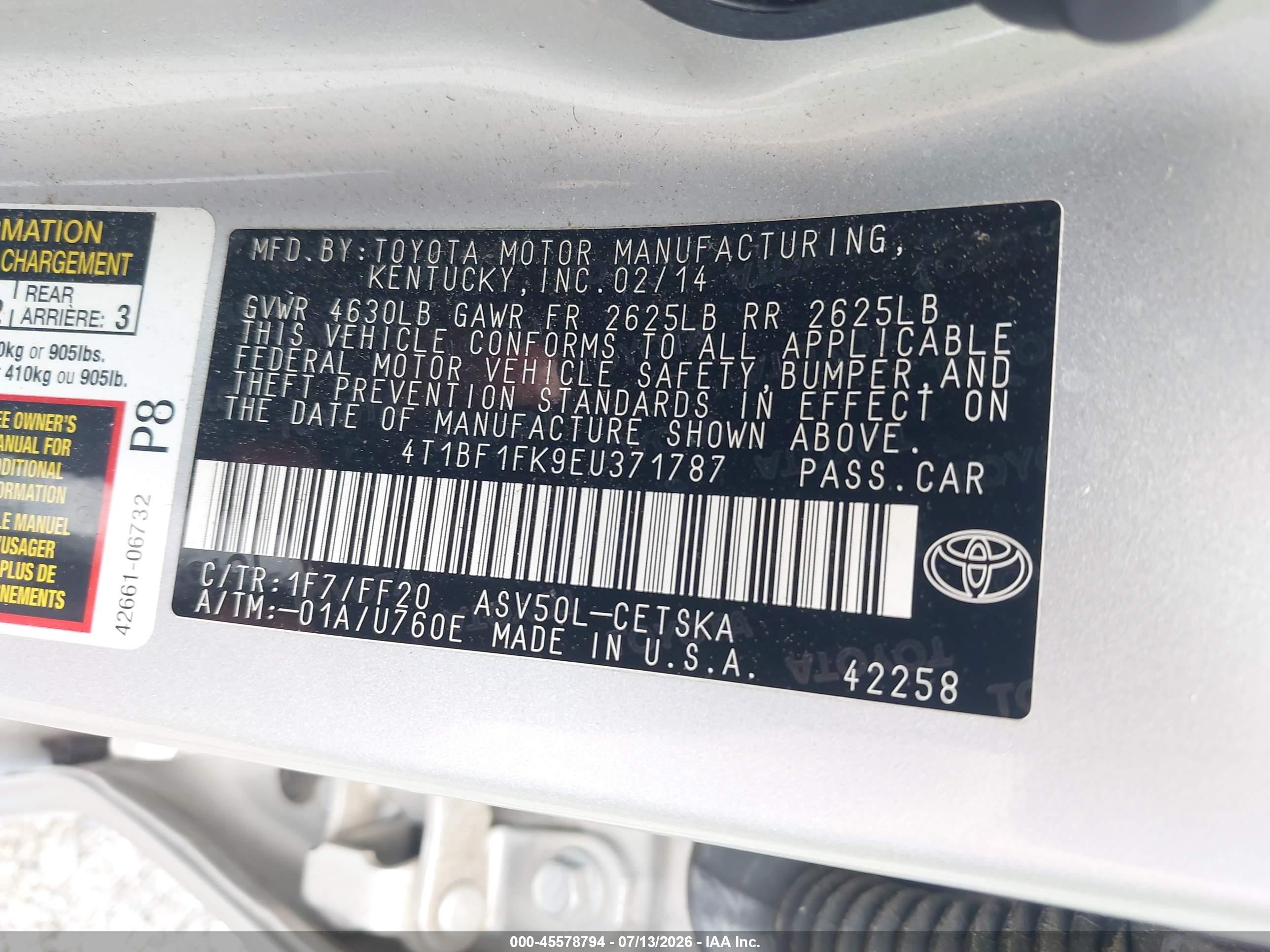 2014 Toyota Camry Se Sport Серебряный vin: 4T1BF1FK9EU371787