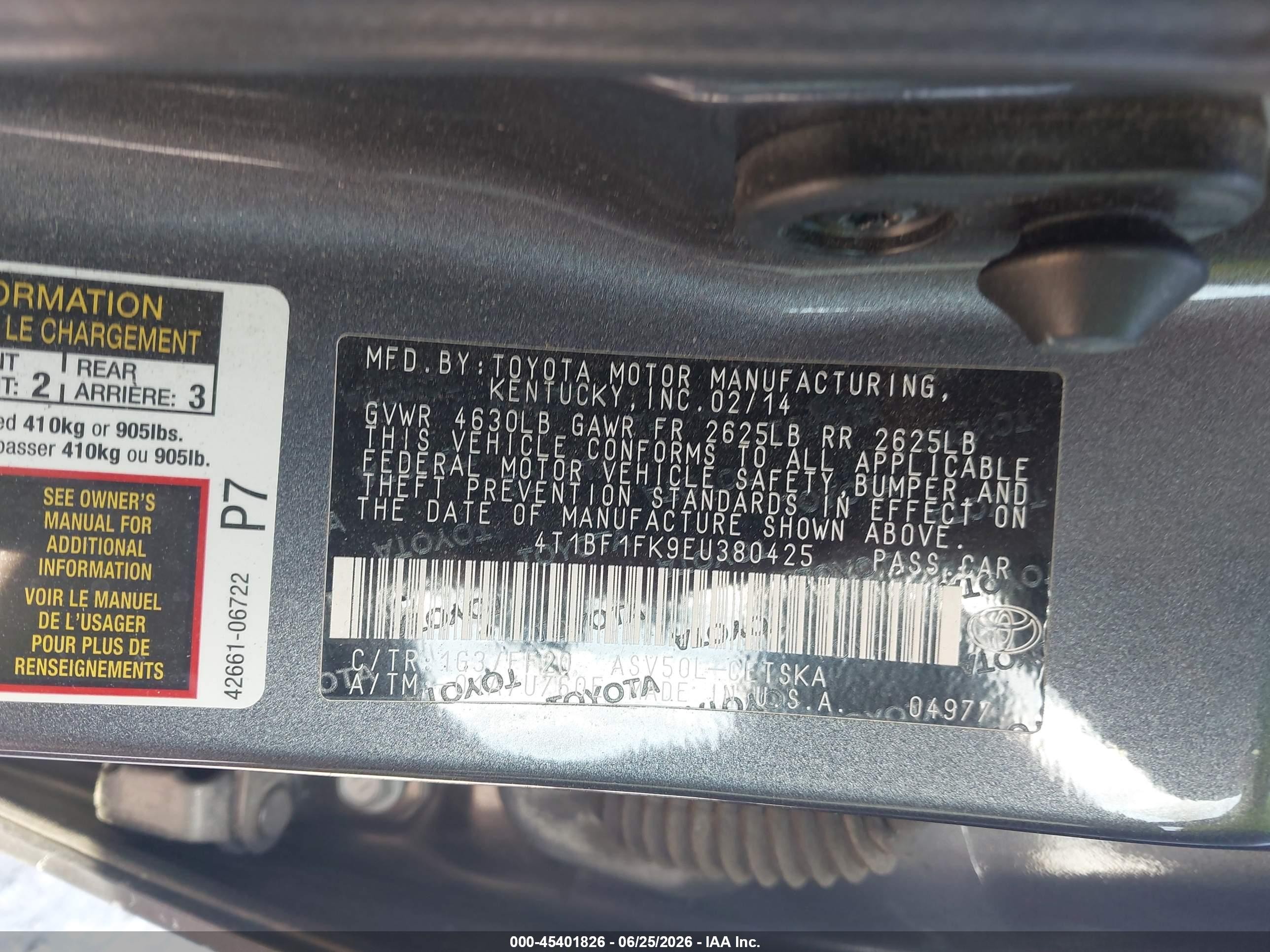 2014 Toyota Camry Se Gray vin: 4T1BF1FK9EU380425