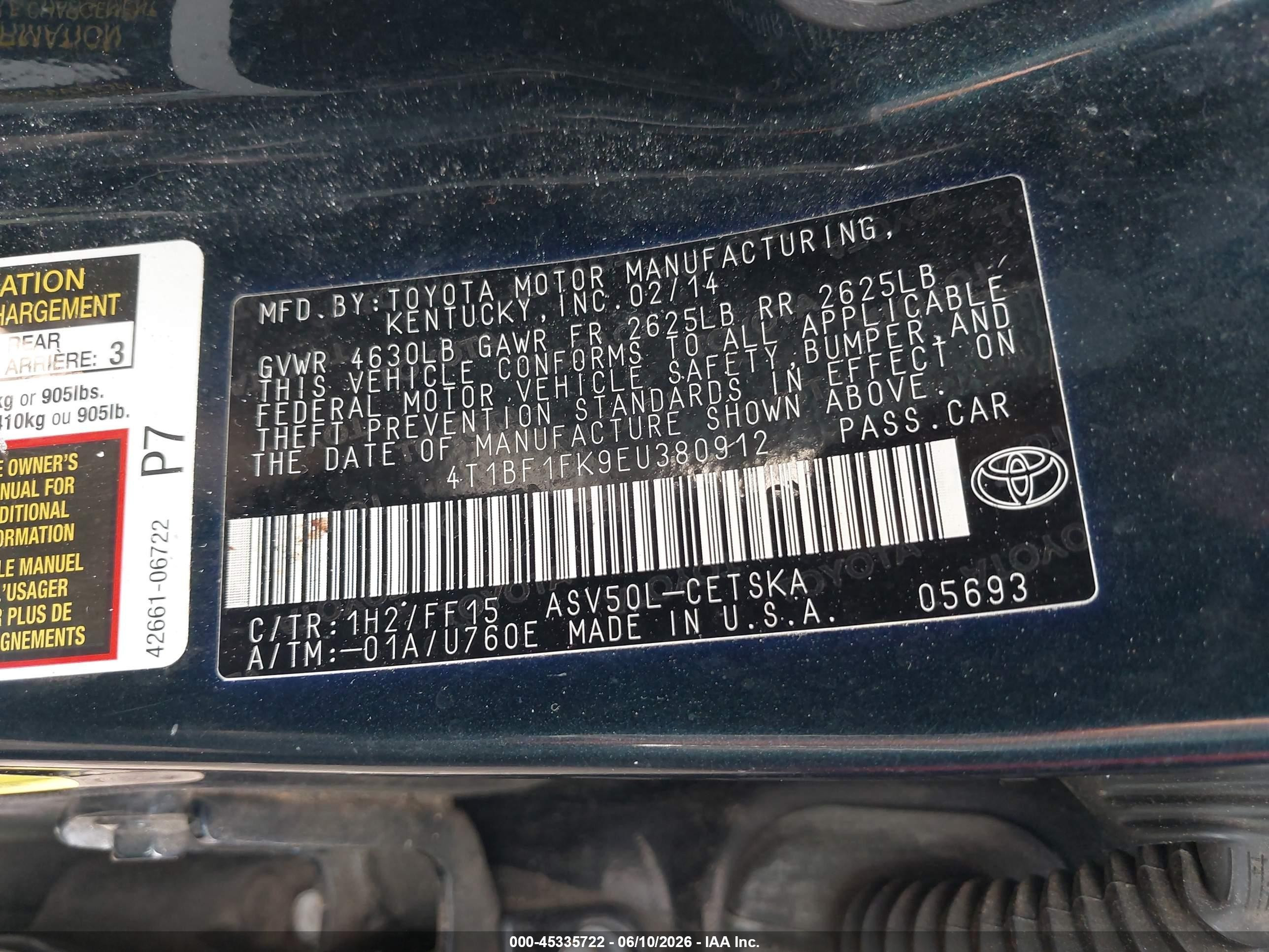 2014 Toyota Camry Se Blue vin: 4T1BF1FK9EU380912