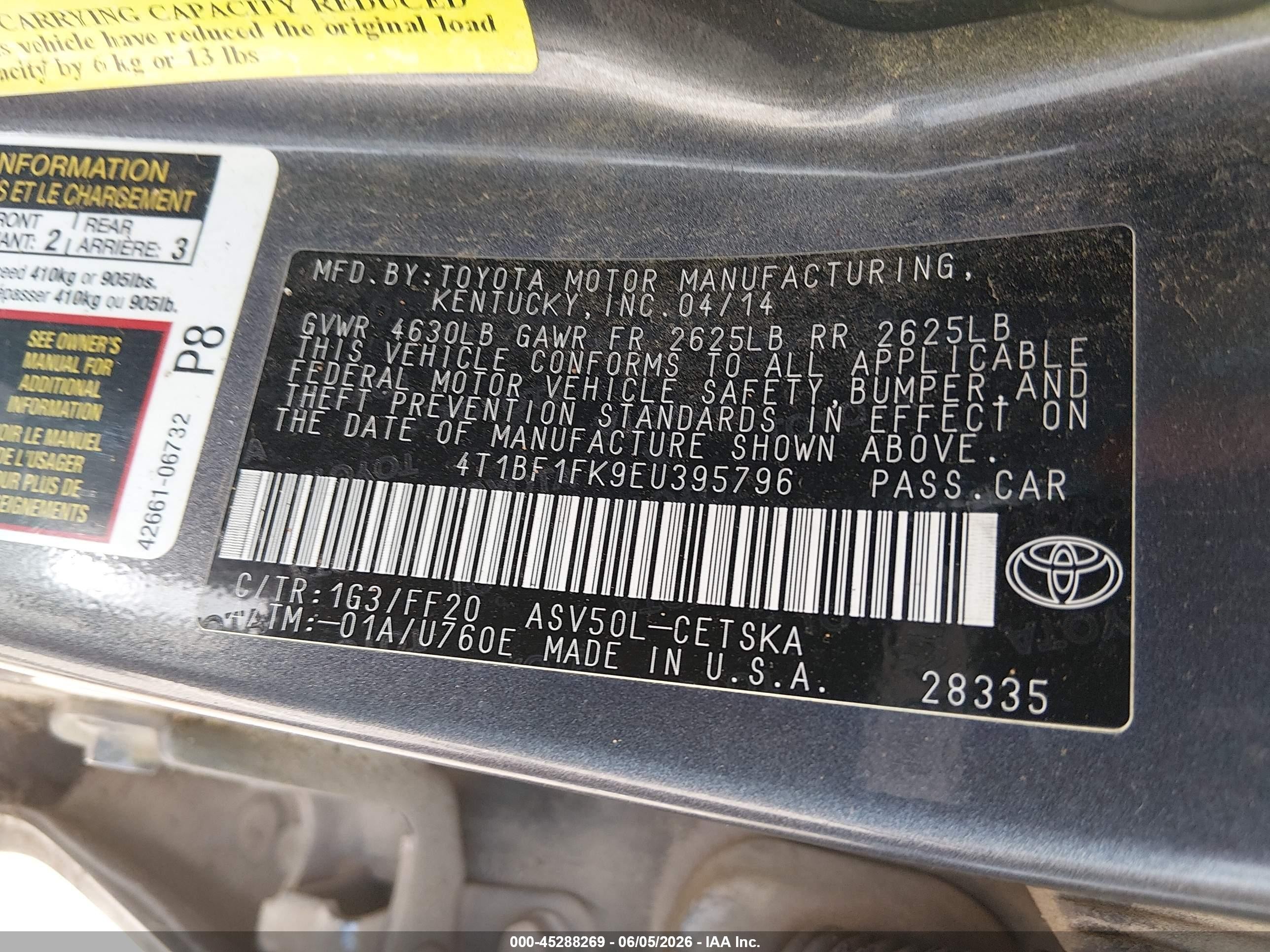 2014 Toyota Camry Se Sport Серый vin: 4T1BF1FK9EU395796