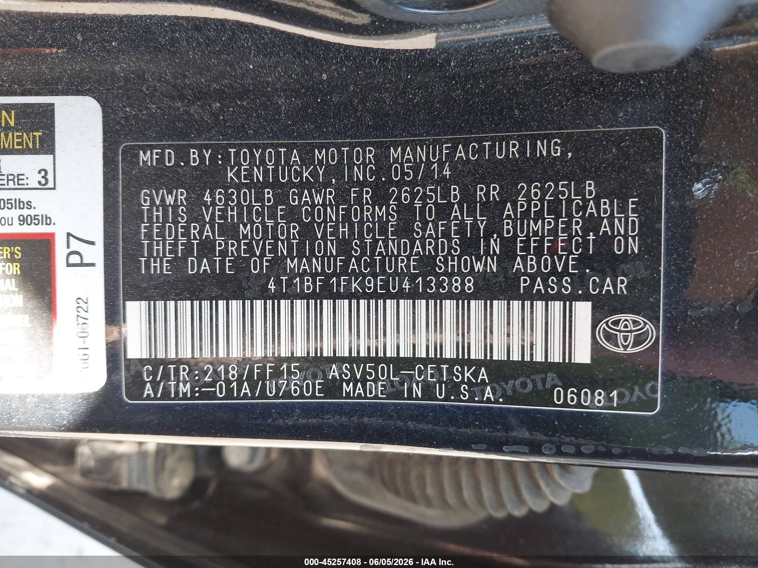 2014 Toyota Camry Se Black vin: 4T1BF1FK9EU413388