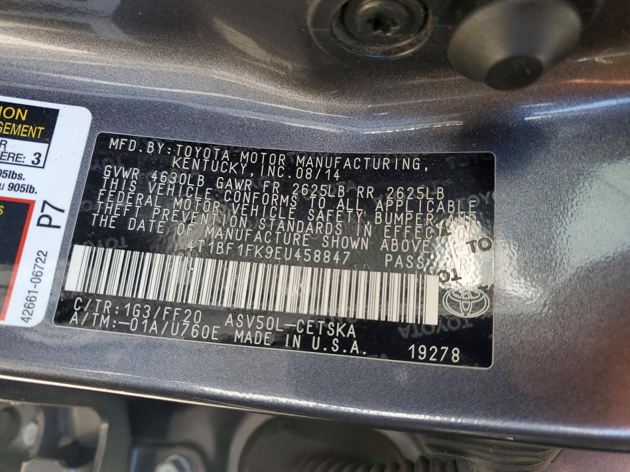 2014 Toyota Camry Se Gray vin: 4T1BF1FK9EU458847