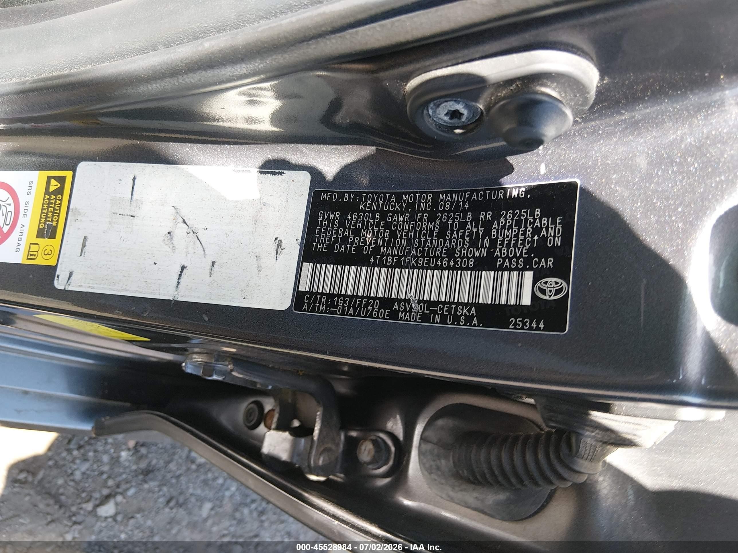 2014 Toyota Camry Se Gray vin: 4T1BF1FK9EU464308
