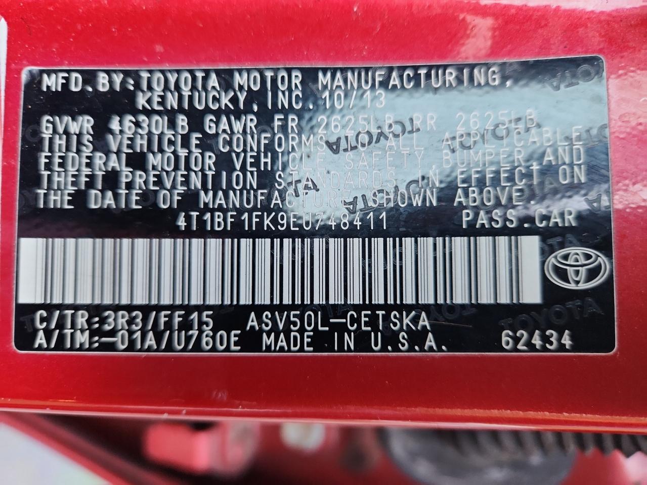 2014 Toyota Camry Se Red vin: 4T1BF1FK9EU748411