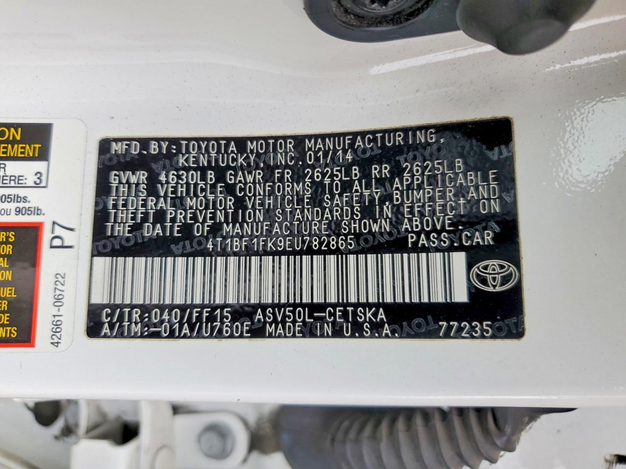 2014 Toyota Camry Se White vin: 4T1BF1FK9EU782865
