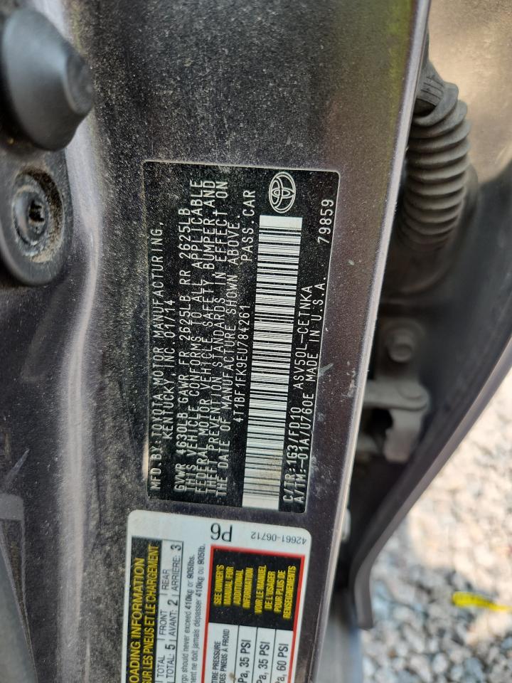 2014 Toyota Camry Le Серый vin: 4T1BF1FK9EU784261