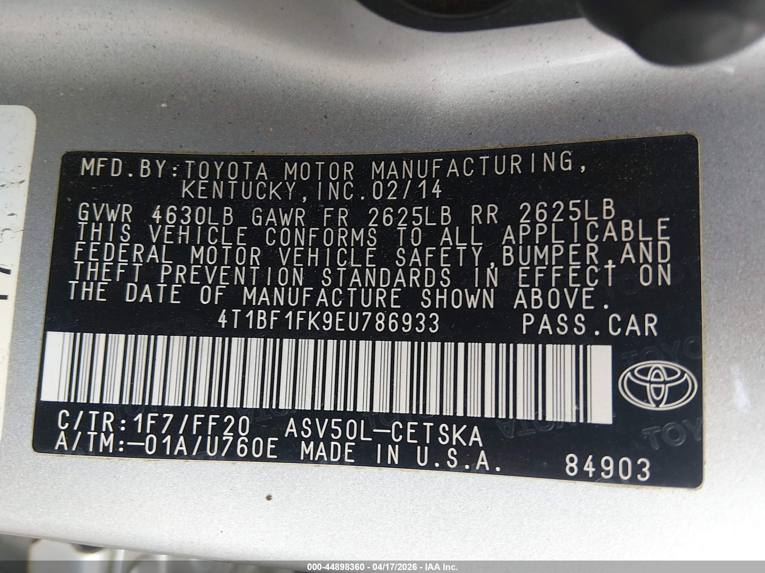 2014 Toyota Camry Se Silver vin: 4T1BF1FK9EU786933