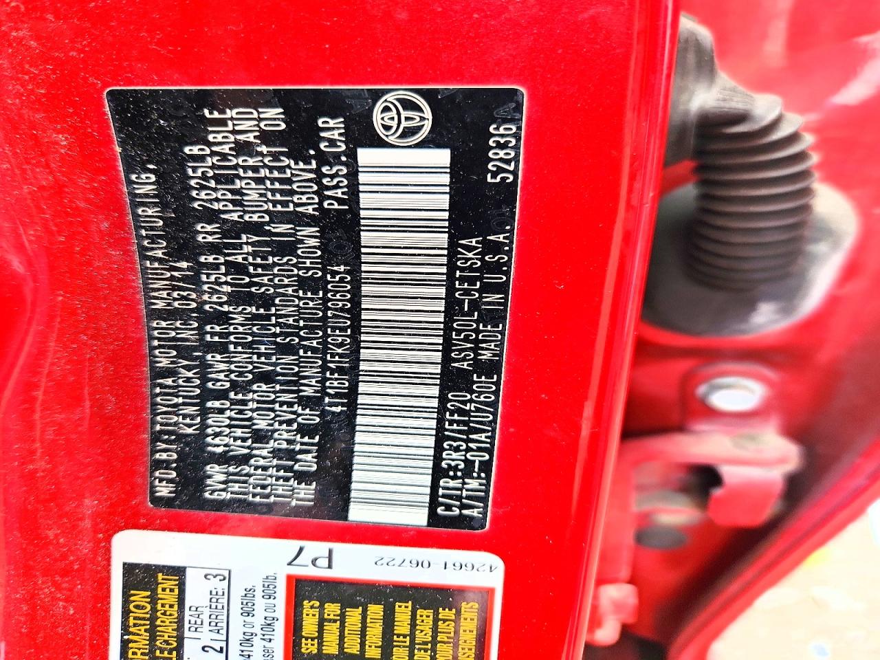 2014 Toyota Camry Se Red vin: 4T1BF1FK9EU796054