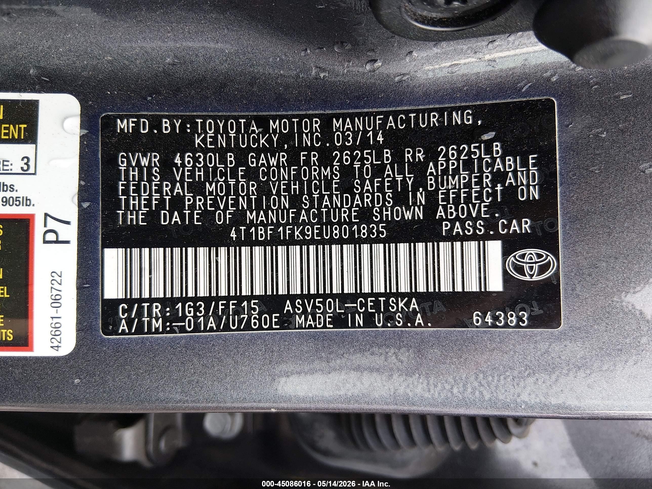 2014 Toyota Camry Se Black vin: 4T1BF1FK9EU801835