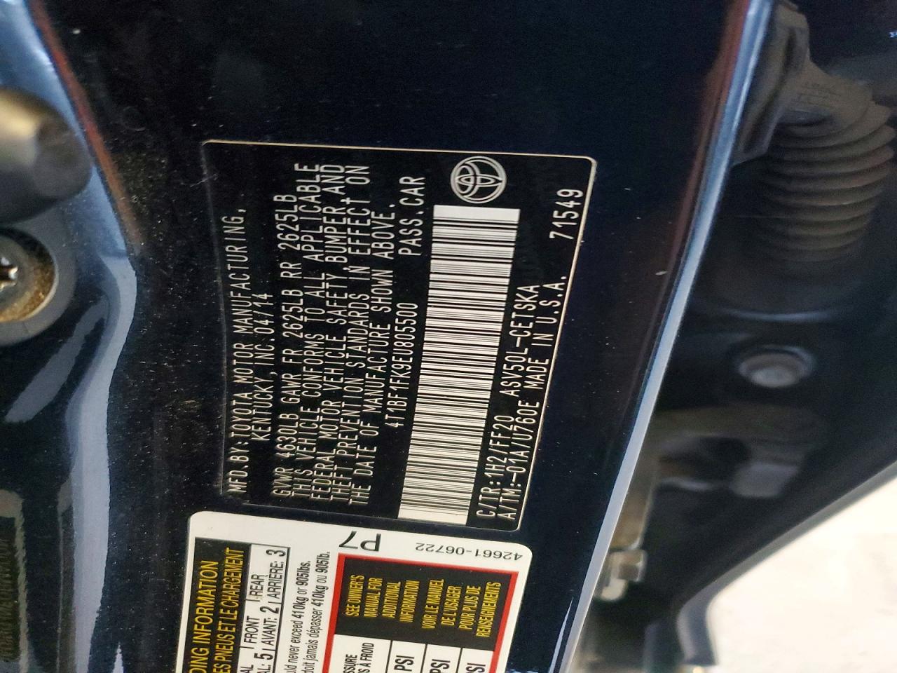 2014 Toyota Camry Se Black vin: 4T1BF1FK9EU805500